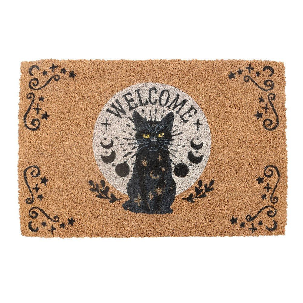 Something Different Fußmatte Gothic Türvorleger Kokosmatte mit schwarzer Katze "Welcome"