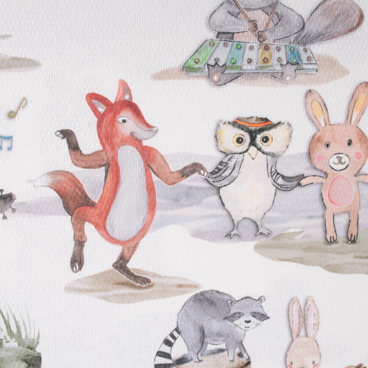 Thumbnail - Stoff Dekostoff Vorhangstoff Kinderzimmer Waldfreunde weiß bunt 1,60m Br, made in Germany