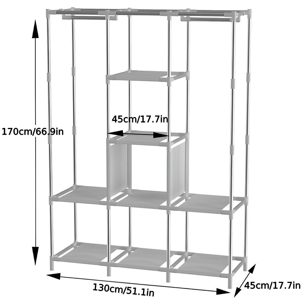 ibettertec Stoffschrank Kleiderschrank, 170 x 130 x 45 cm, Faltschrank (mit günstig online kaufen