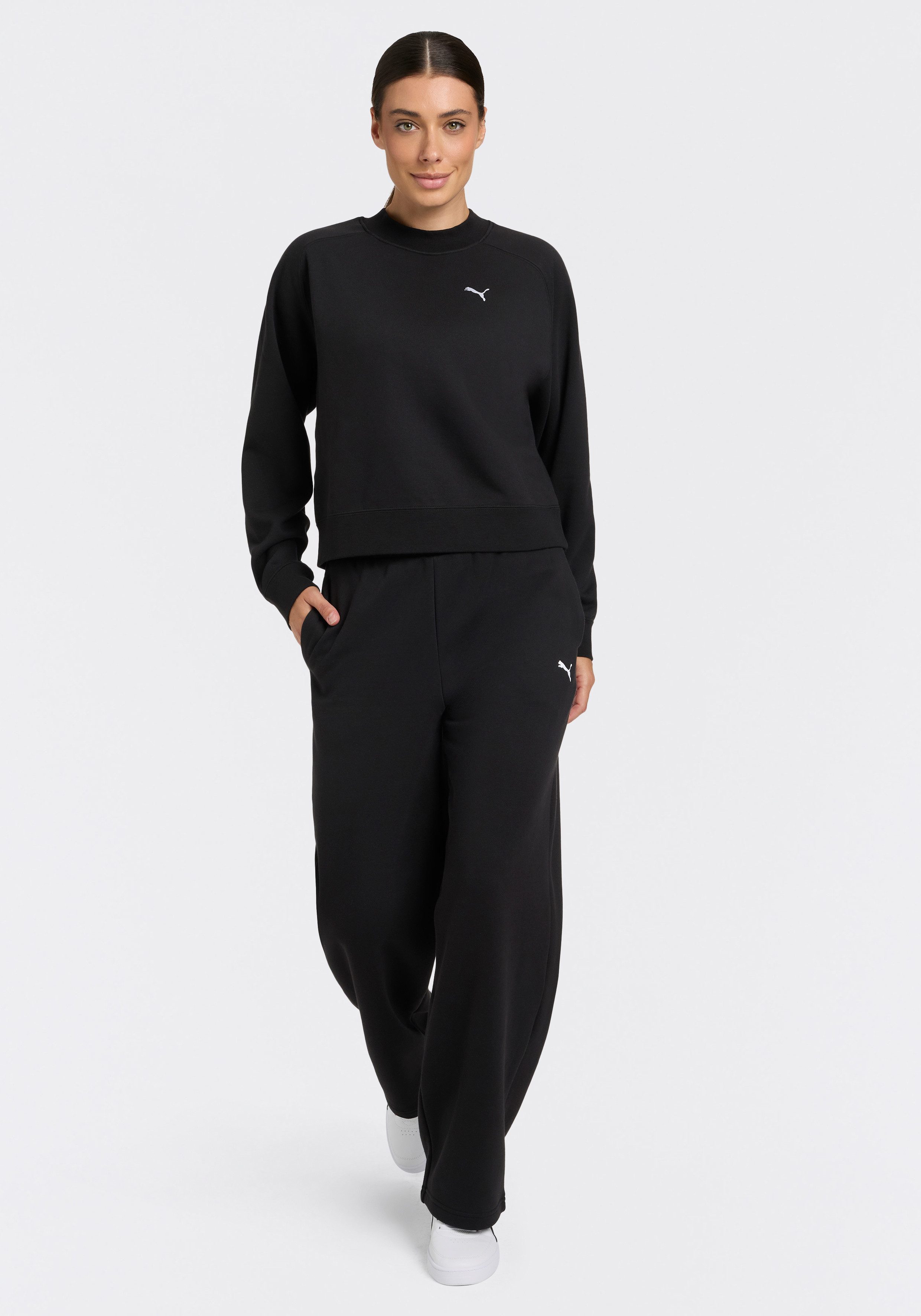 PUMA Trainingsanzug LOUNGEWEAR STANDARD SWEAT SUITT FL CL (2-tlg), zweiteiliges Set, mit Langarm-Oberteil, aus Baumwolle und Polyester