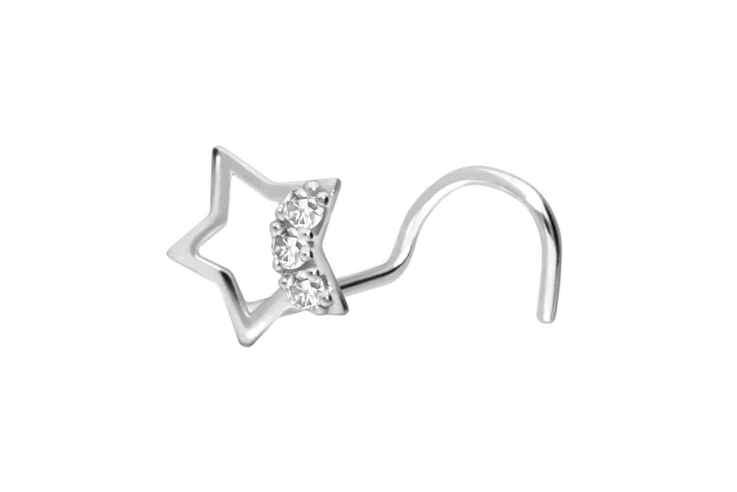 PIERCINGLINE Nasenpiercing 14/18 Karat Gold Nasenstecker Spirale STERN + 3 günstig online kaufen