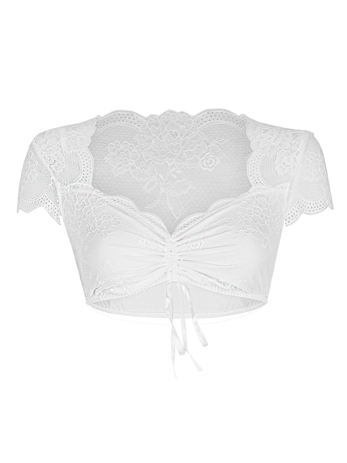 Nina Von C. Dirndlbluse Dirndlbluse, kurzarm Tracht (Stück, 1-tlg) zarte florale Spitze, Herzausschnitt mit Spitze verziert