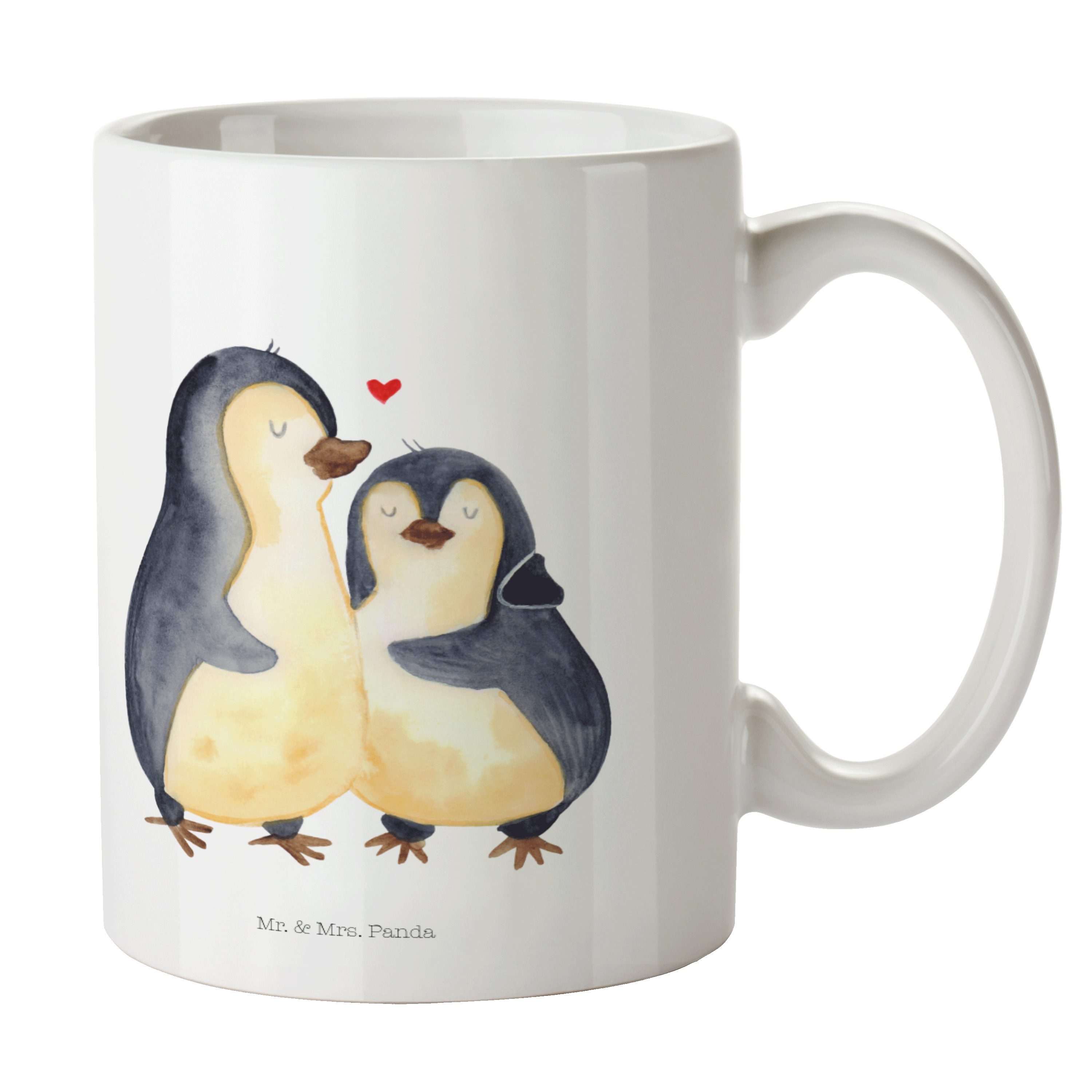 Mr. & Mrs. Panda Tasse Pinguin umarmend - Weiß - Geschenk, Becher, Hochzeit, Umarmung, Tasse, Keramik