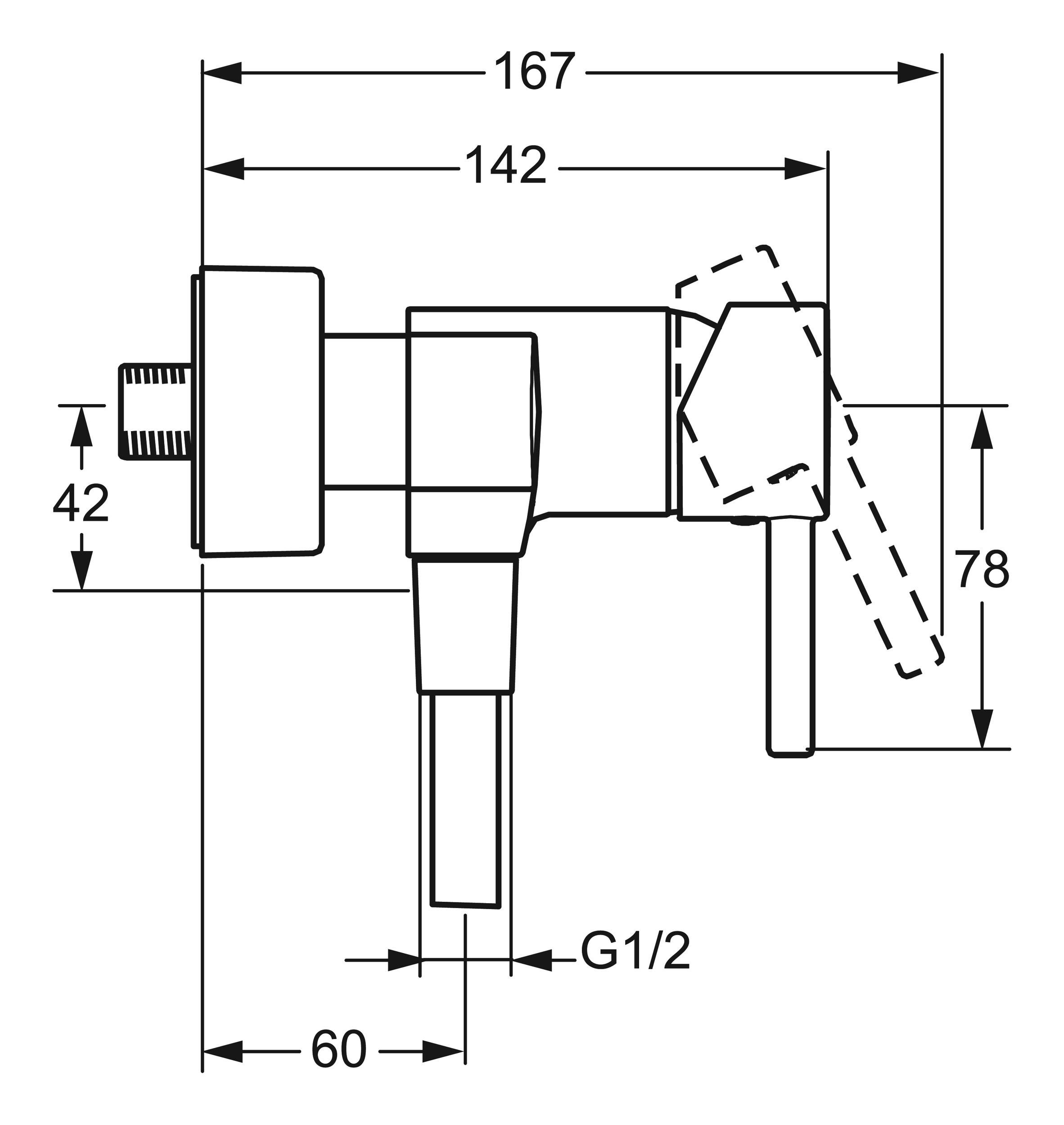 HANSA Duscharmatur Hansavantis Pin-Bedienungshebel Einhand (Metall) für (G1/2) Wandaufbau Style