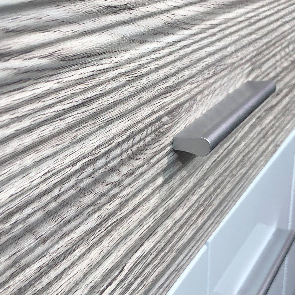 Lomadox Garderobenschrank GALLIPOLI-164 Kommode mit Ablageböden, LED-Beleuchtung, Eiche und weiß Hochglanz