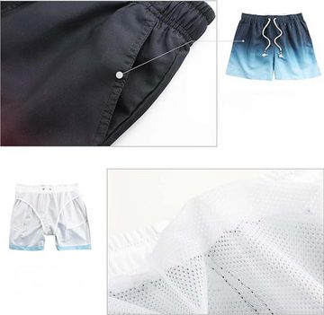 KIKI Strandshorts Badehose mit Farbverlauf für Herren, locker bedruckte Quarter-Shorts
