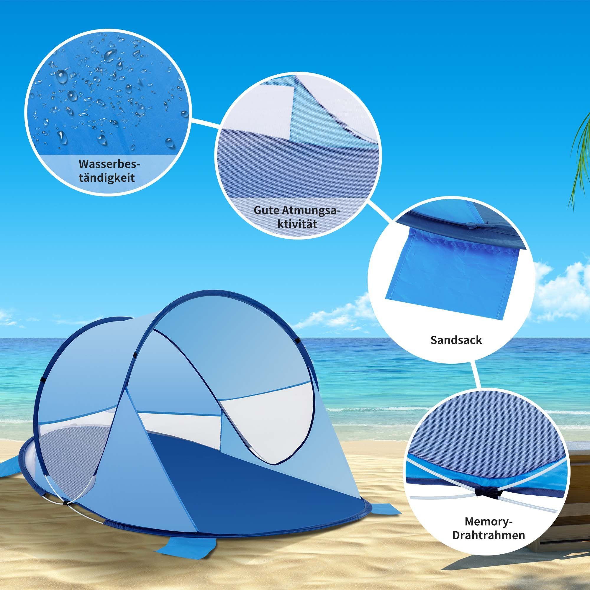 Zelt und D-Blau+H-Blau Duhome Strandmuschel, Wetter- Polyester Pop Up Sichtschutz Strandmuschel Strandzelt
