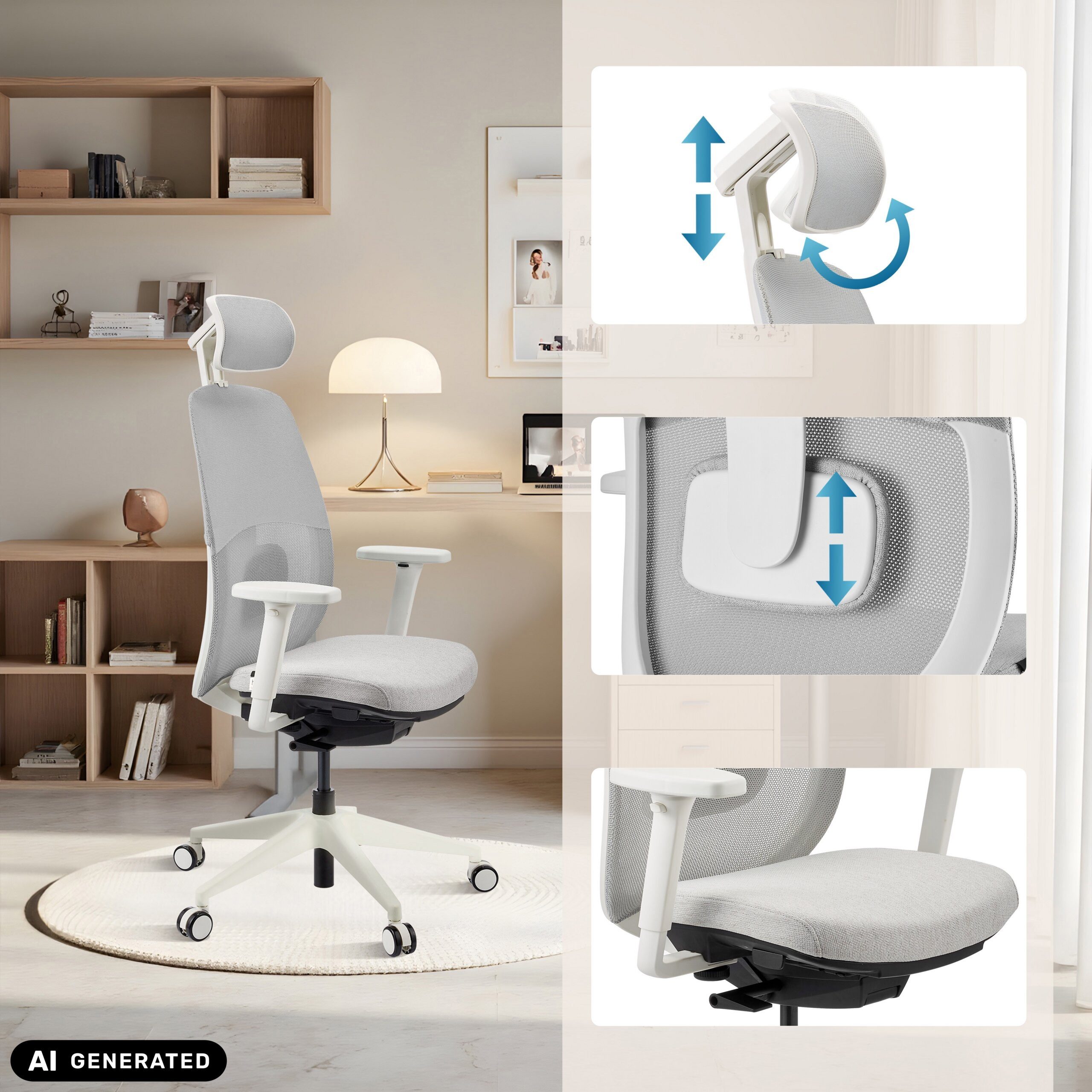 hjh OFFICE Drehstuhl Profi Bürostuhl Skandis Pro Stoff / Netzstoff (1 St), Ergonomischer Chefsessel, Schreibtischstuhl höhenverstellbar