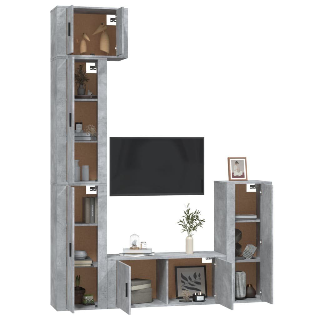 furnicato Betongrau TV-Schrank 5-tlg. Holzwerkstoff TV-Schrank-Set