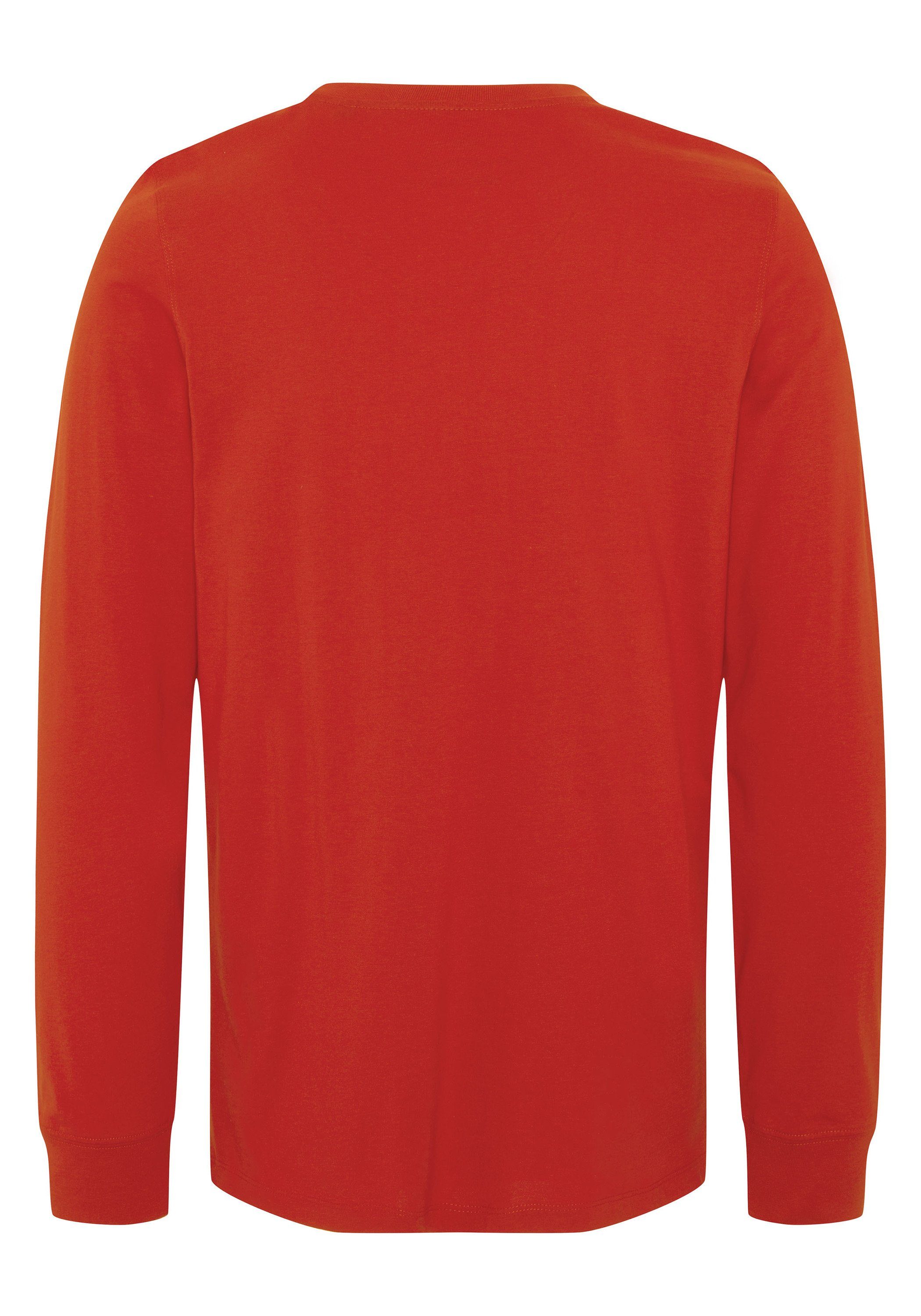 Orange Langarmshirt mit kurzer Henley-Stil im Jeans Oklahoma Knopfleiste 18-1551 Aurora