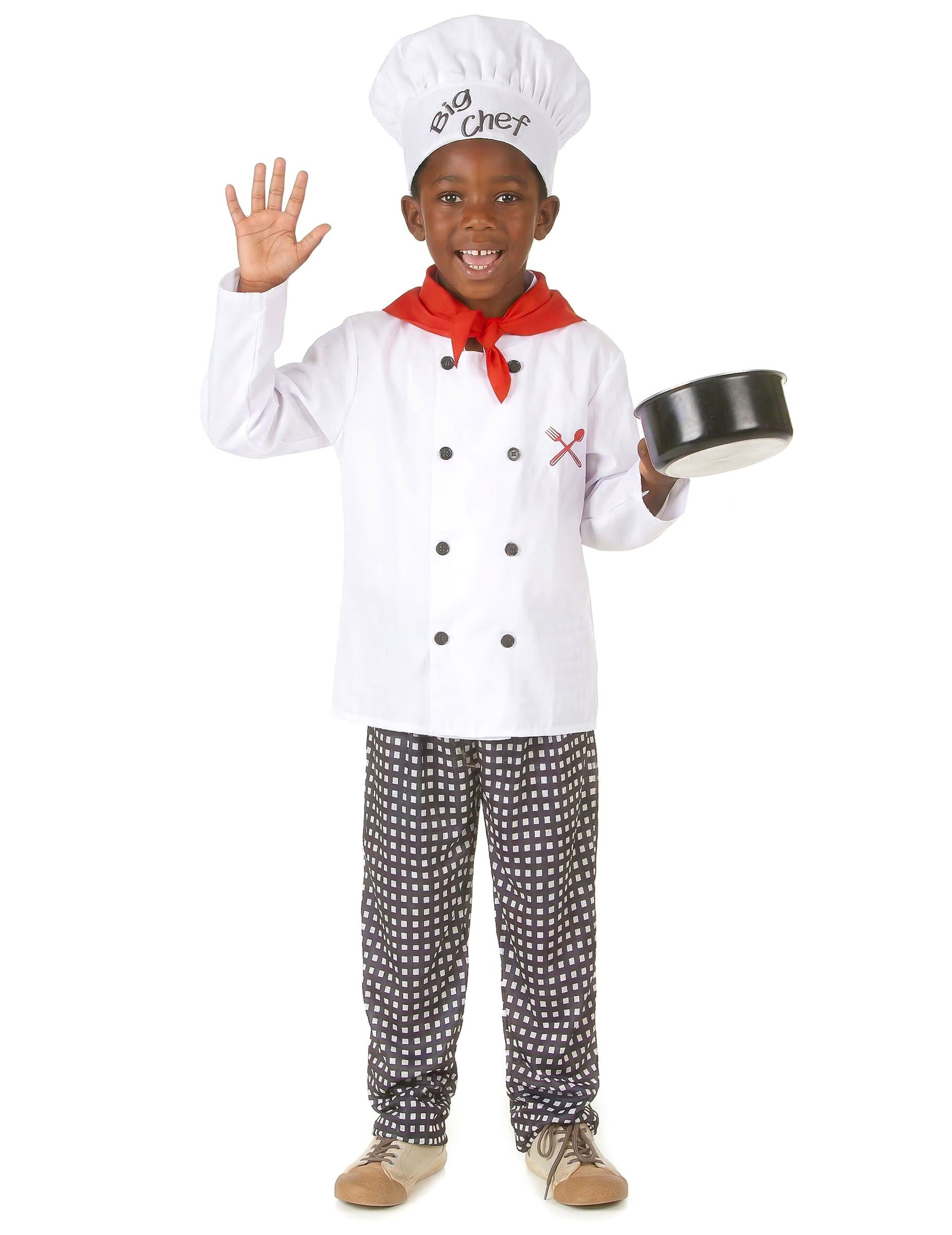 Kostüm Chefkoch-Kinderkostüm Küchenchef weiss-rot-schwarz