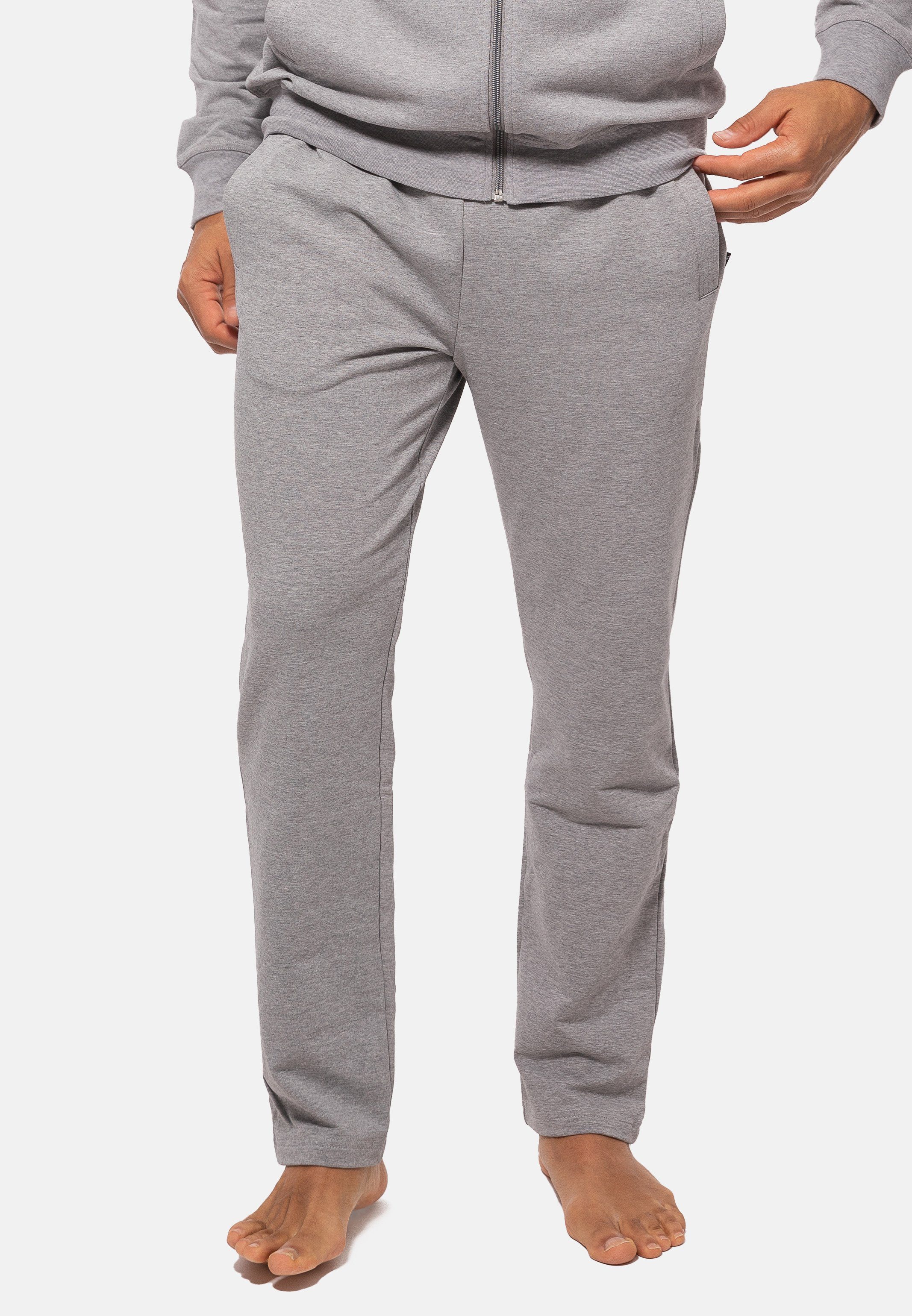 Hajo Jogginghose Klima-Komfort (1-tlg) Homewear Hose - Baumwolle - Lange Hose mit zwei Hosentaschen Grau Melange