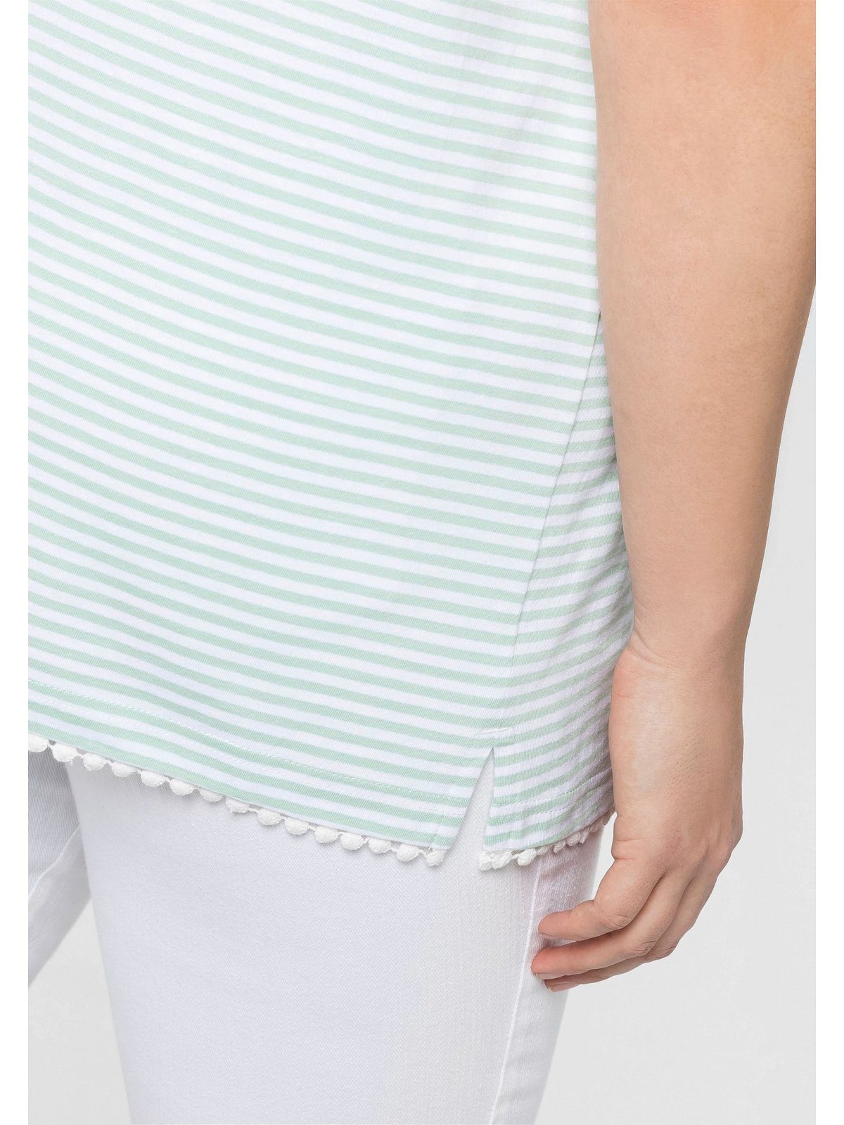Sheego Oversize-Shirt Große Größen mit Dekokante am mint Saum und Ringeln garngefärbten