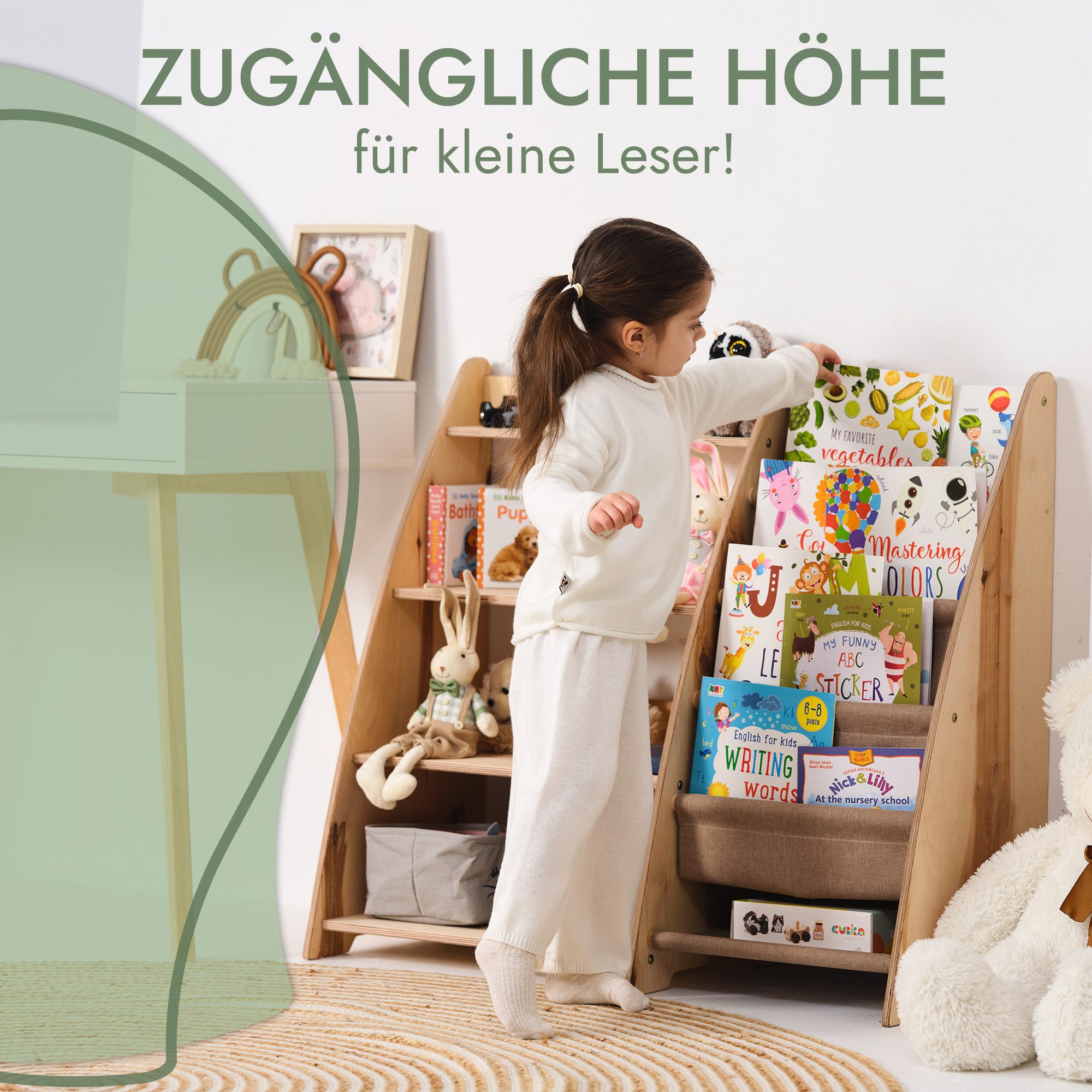 Goodevas Kinderregal Holz-Bücherregale Funktionaler Spielzeugorganisator fü günstig online kaufen