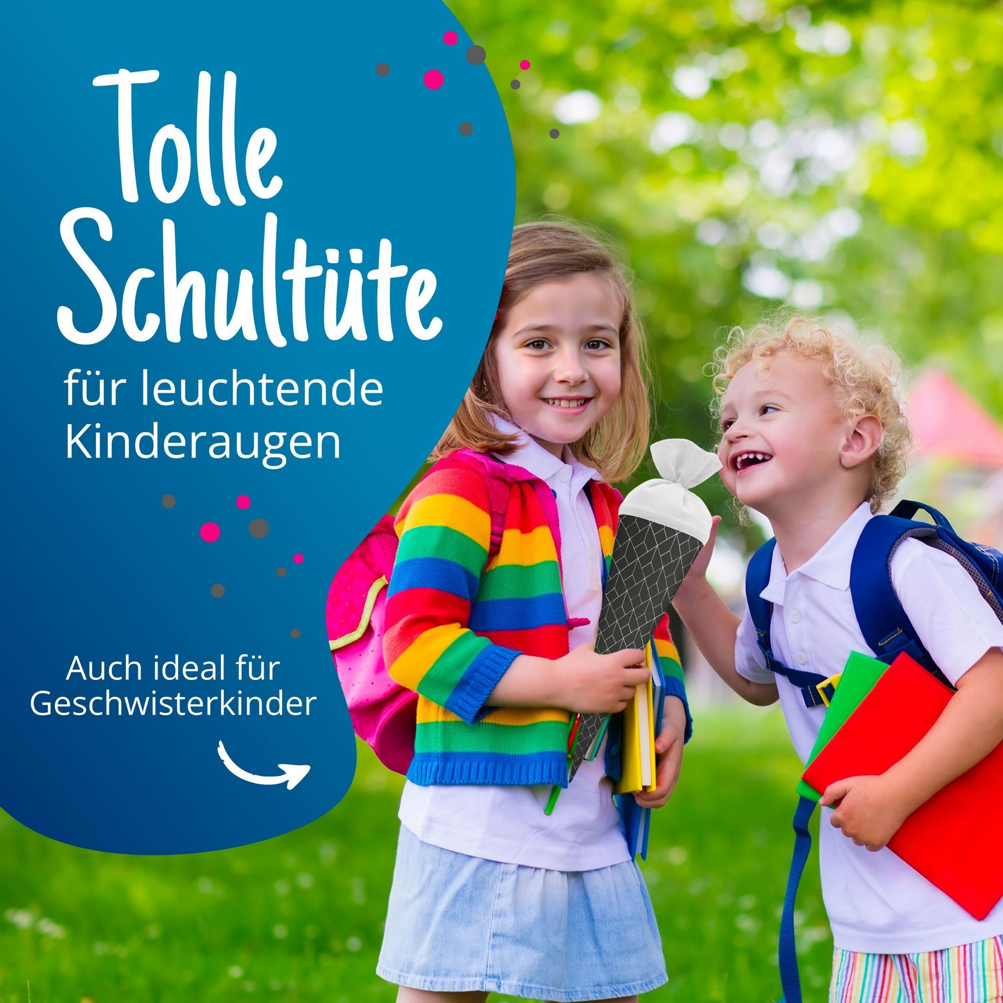 itenga Schultüte itenga Geschwister Schultüte 35cm "Muster abstrakt" schwarz weiß – Bild 2 von 5