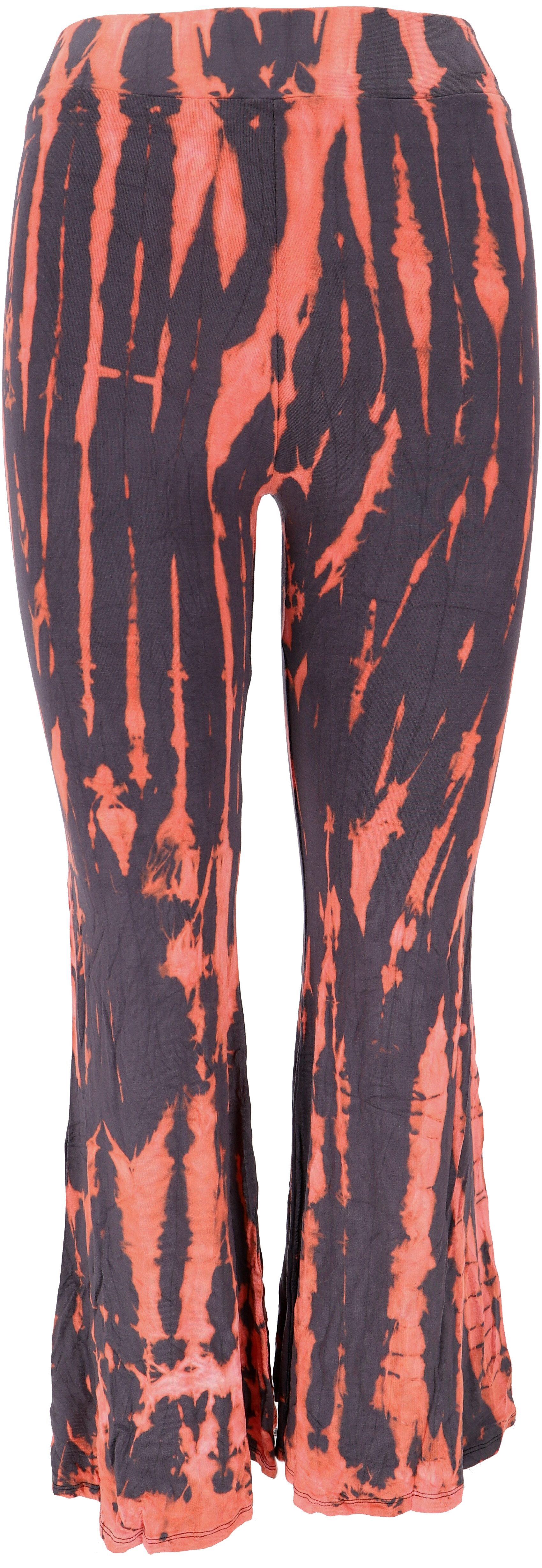 Guru-Shop Hose & Shorts Batik Leggings mit Schlag, Unikat Boho.. alternative Bekleidung