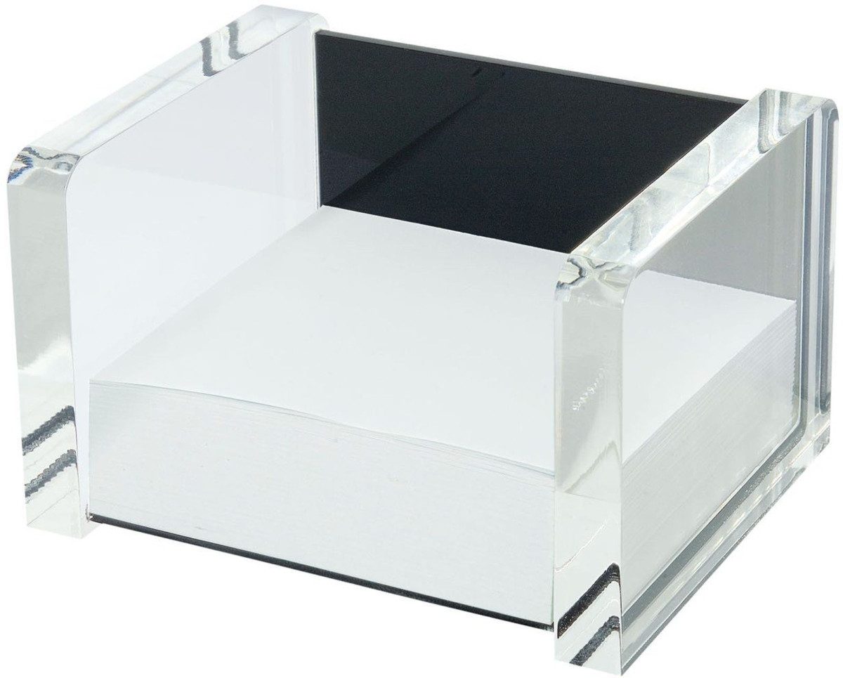 Notizzettel Zettelbox Exclusiv Acryl gefüllt glasklar schwarz