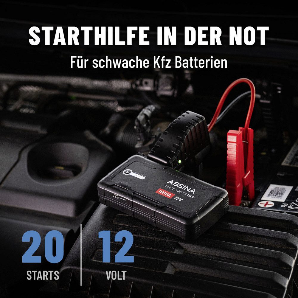 ABSINA Absina Kfz-Ladegerät 301017 Starthilfestrom (12 V)=400 A Energiestation 2500 mAh