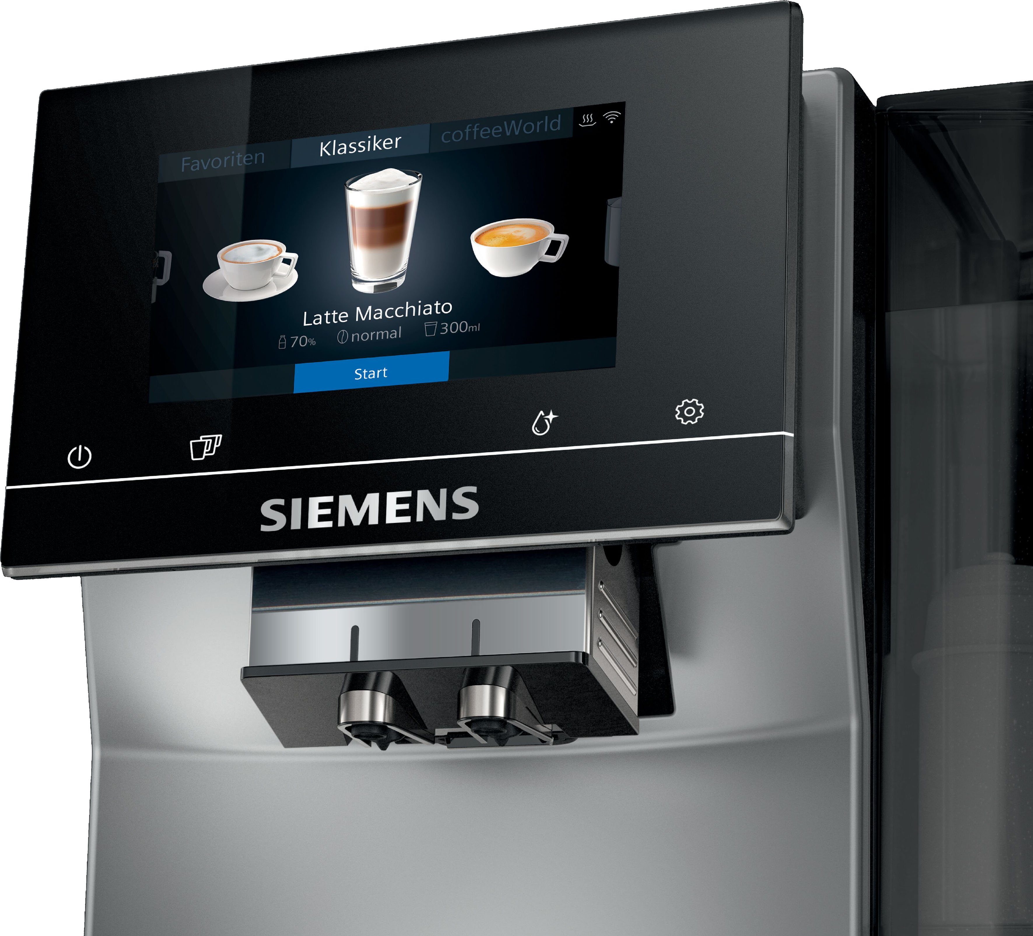 SIEMENS Kaffeevollautomat EQ.700 Milchsystem-Reinigung classic Full-Touch-Display, TP705D01, intuitives automatische