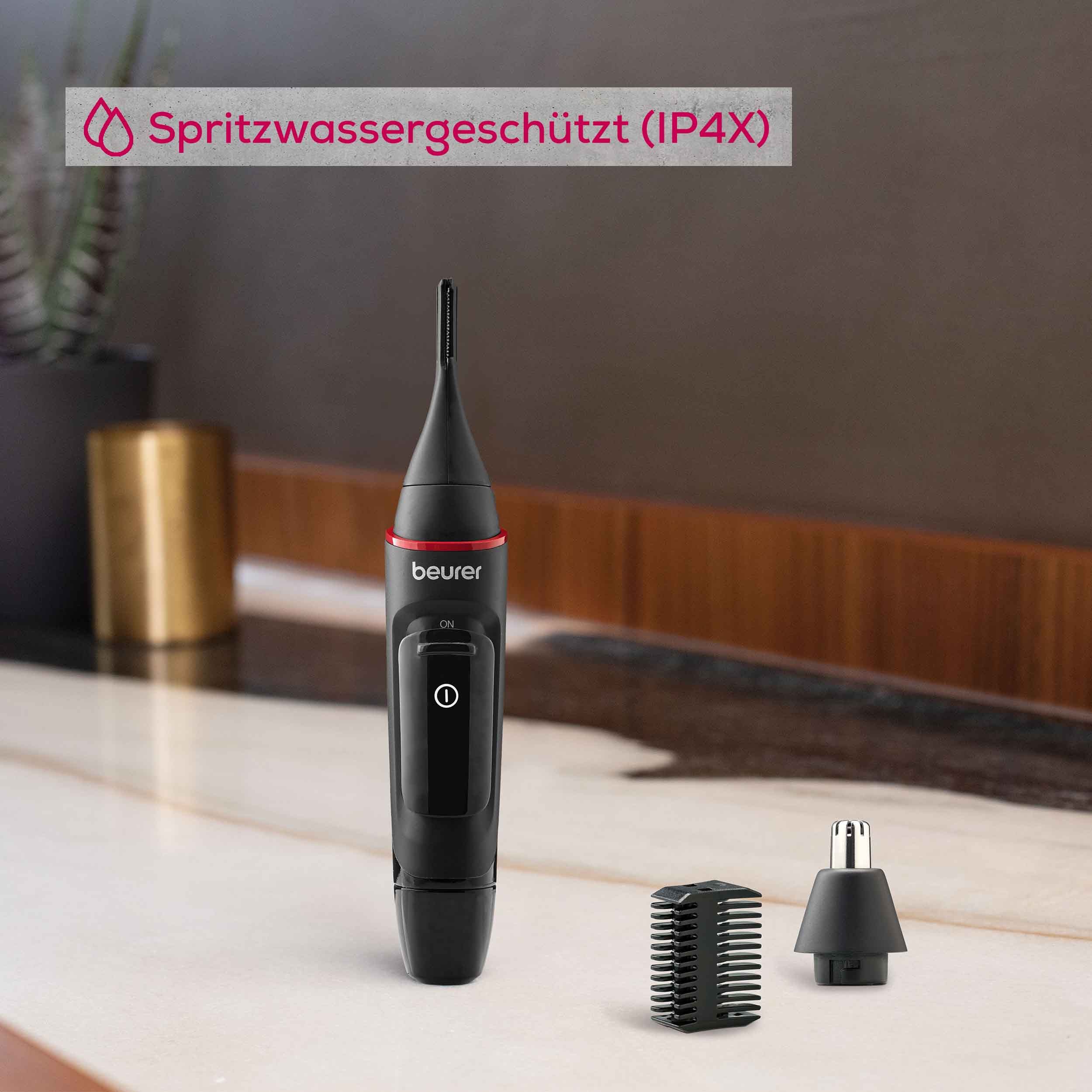 BEURER Nasen- und Ohrhaartrimmer MN3X, Präzisionstrimmer für Augenbrauen, Nasen- sowie Ohrhaare, Mit 2 Aufsätzen und extra Kammaufsatz mit 3 und 6 mm – Bild 5 von 5