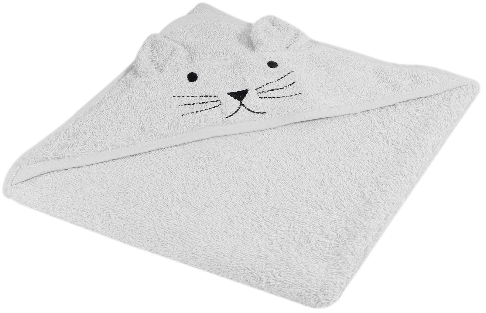 Baumwolle, grau zertifizierter Baumwolle KINDSGUT Aus 100% Kapuzenhandtuch Katze,