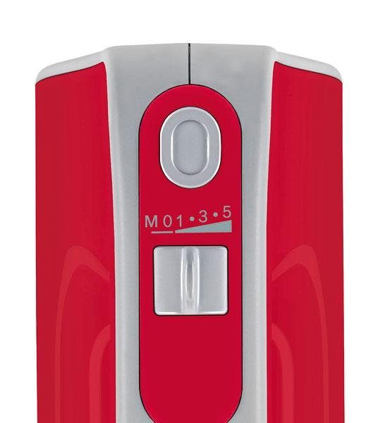BOSCH Handmixer Styline MFQ40303, Edelst. Rührbesen/Knethaken, 5 Stufen, rot, 500 W, Turbostufe, leichtes Gehäuse, Made in Europe