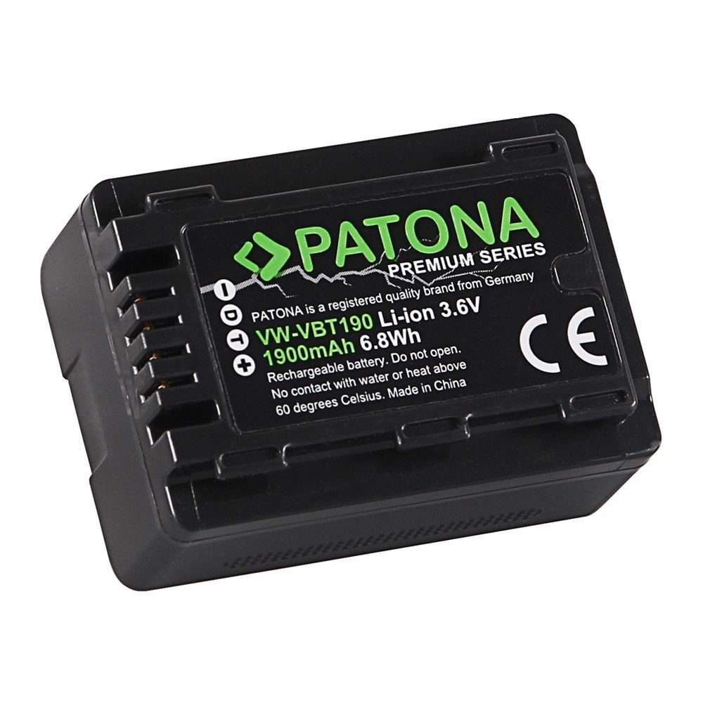 Patona Akku für Panasonic VW-VBT190 Kamera-Akku Ersatzakku 1900 mAh (3,6 V, 1 St), VBT190EK HC-V757 V777 VX878 WX979 WX878 T71 T76 TM90