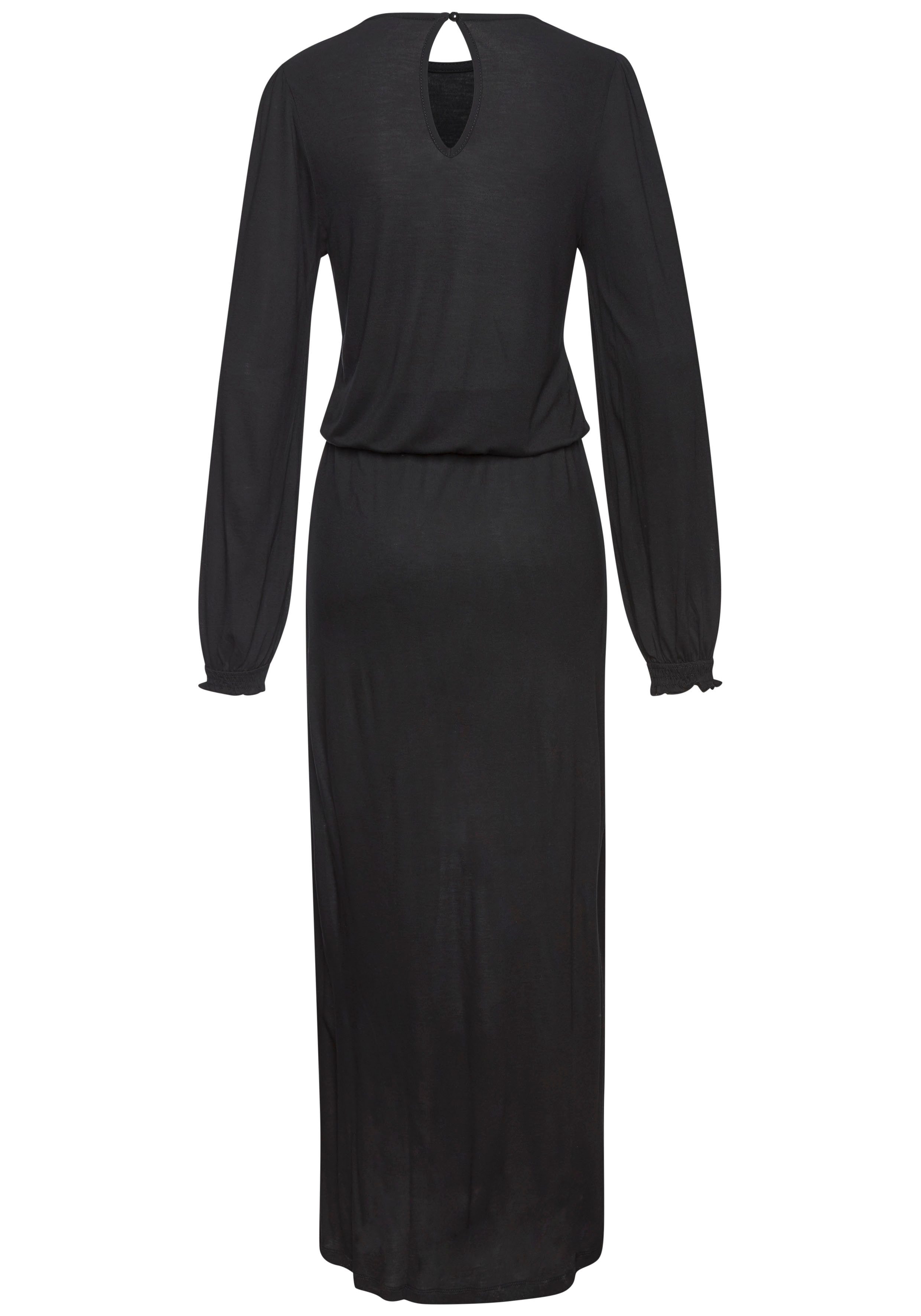 LASCANA Maxikleid mit seitlichem Schlitz, schlichtes Jerseykleid, Basic