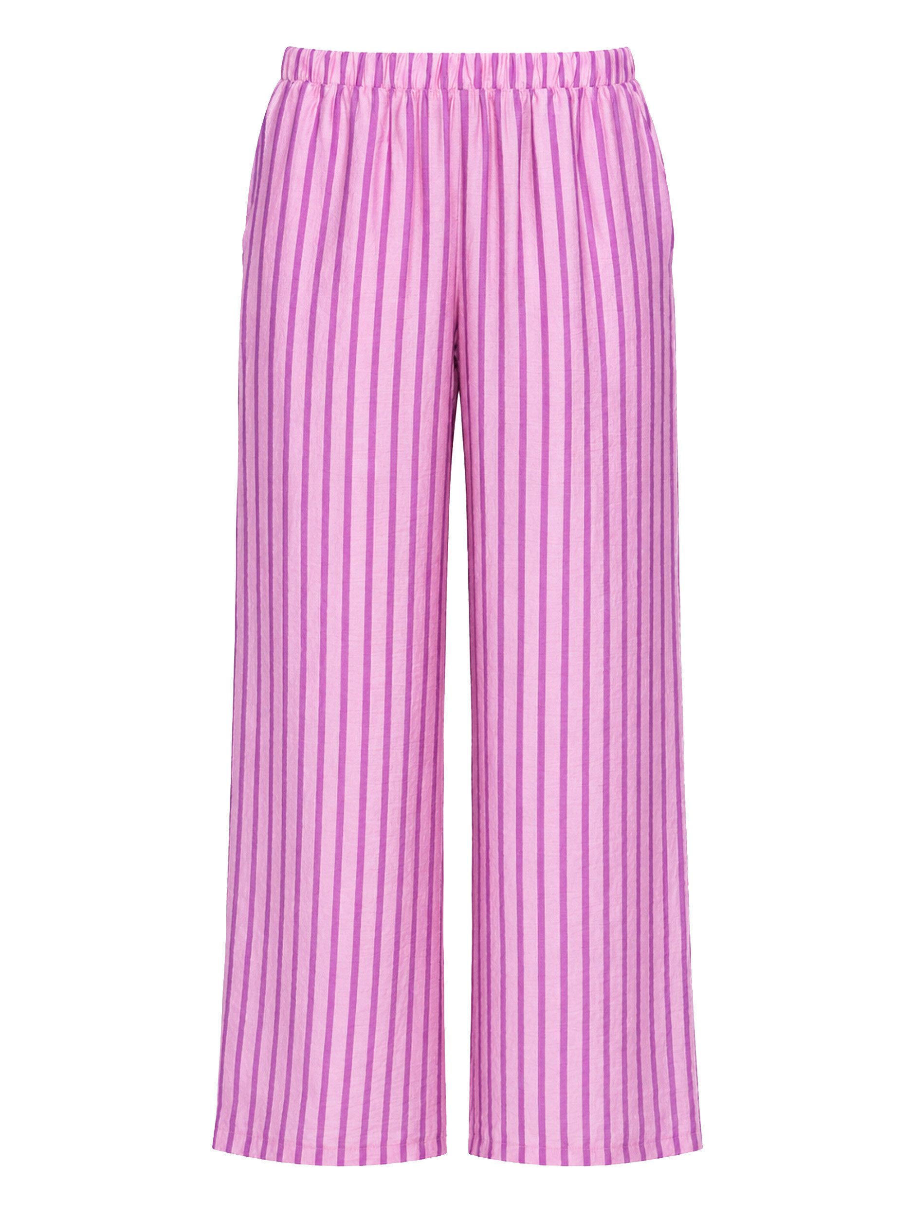 SASSYCLASSY Stoffhose Gestreifte Hose für Damen Weit geschnittene Stoffhose mit elastischem Bund und Eingriffstaschen – Bild 2 von 5