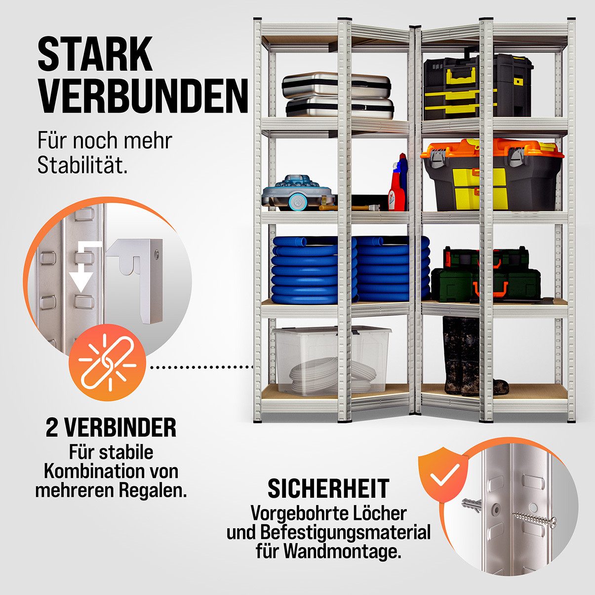 monzana Schwerlastregal, Eckregal 180x70x40cm 875 kg 5 MDF-Platten Regal Lagerregal
