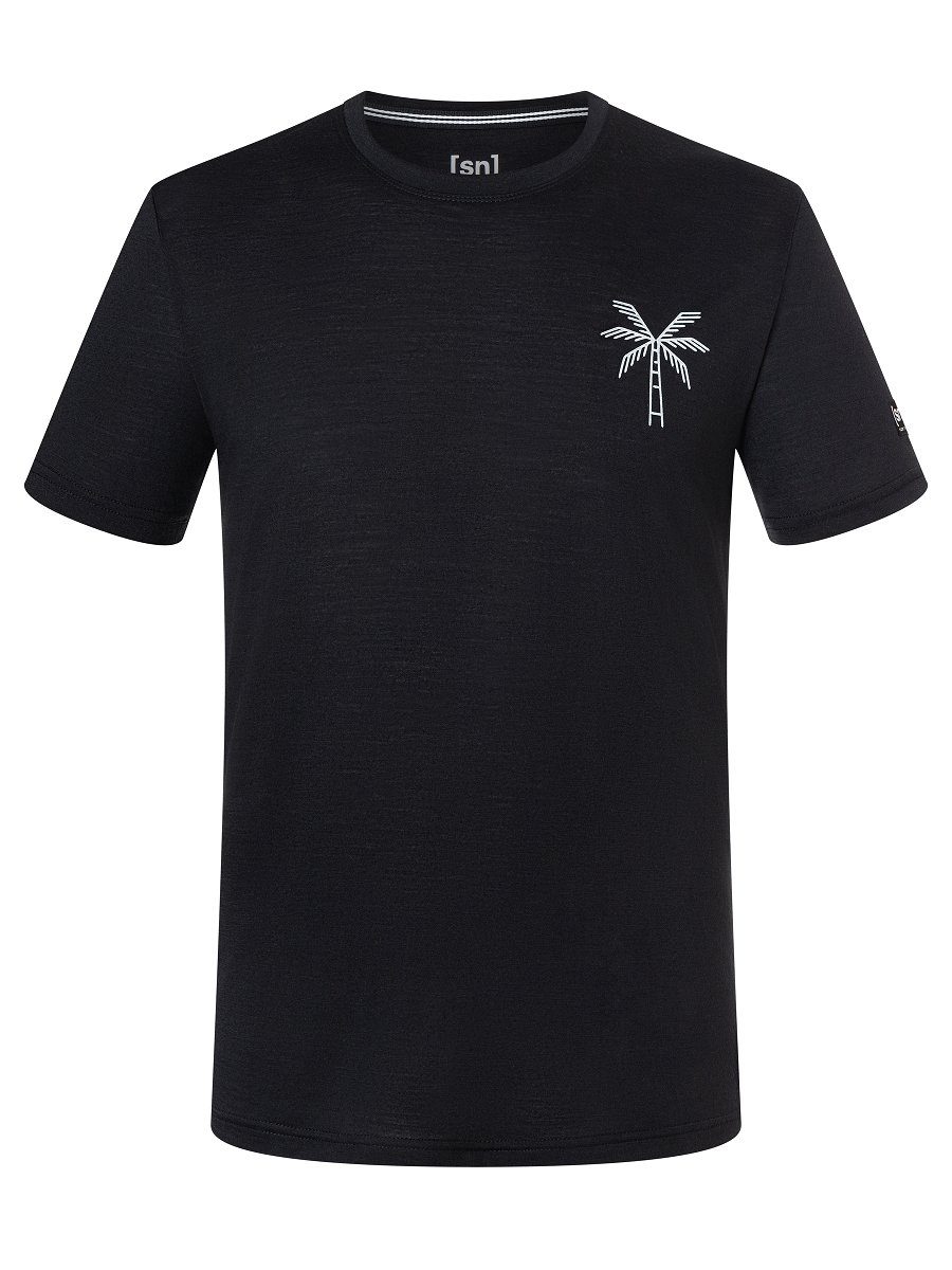formstabiler T-Shirt Black/Fresh Jet M SUPER.NATURAL TROPICAL Merino-Materialmix White TEE ADVENTURE T-Shirt Merino