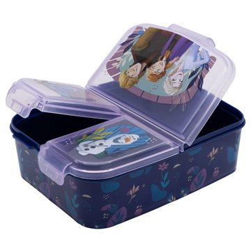 Disney Lunchbox Disney Die Eiskönigin Anna Elsa 2 tlg Kinder Set, 3 Kammern Brotdose Trinkflasche 370 ml