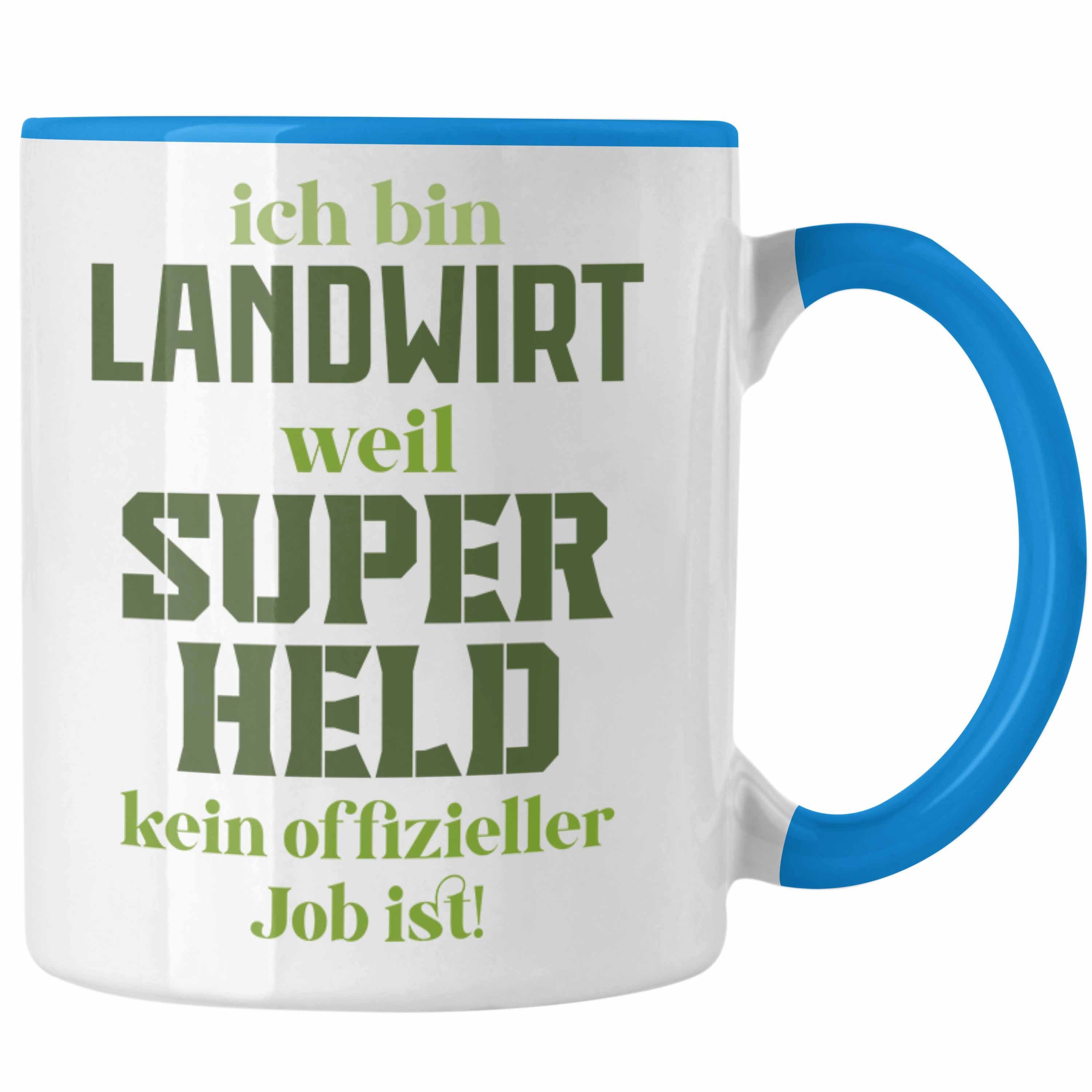 Trendation Tasse Trendation - Landwirt Geschenk Tasse Landwirtschaft Geschenke für Männer Traktor Spruch Kaffeetasse Superheld Weiss