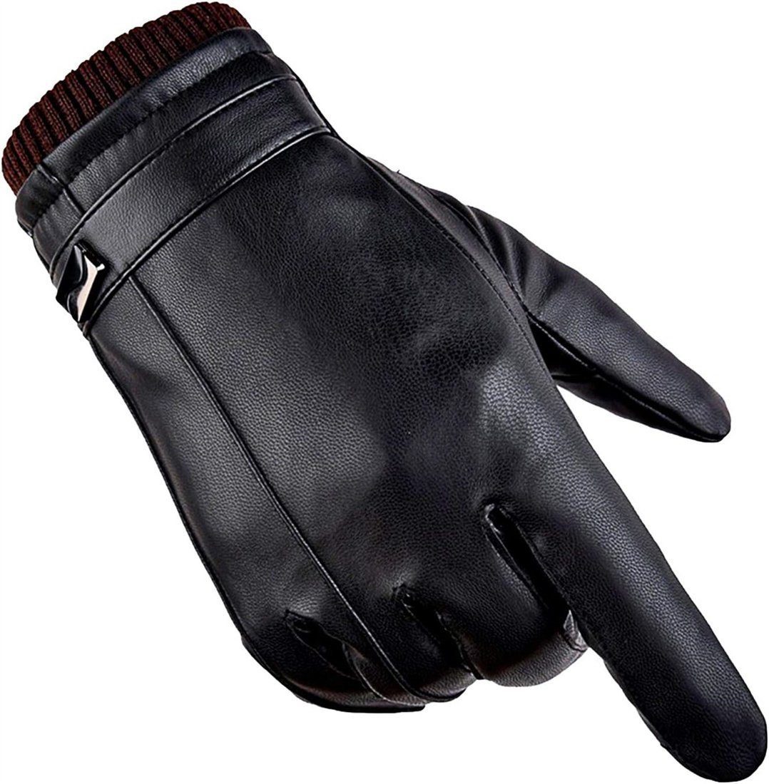 SRRINM Lederhandschuhe Winter Touchscreen-Herrenhandschuhe warm