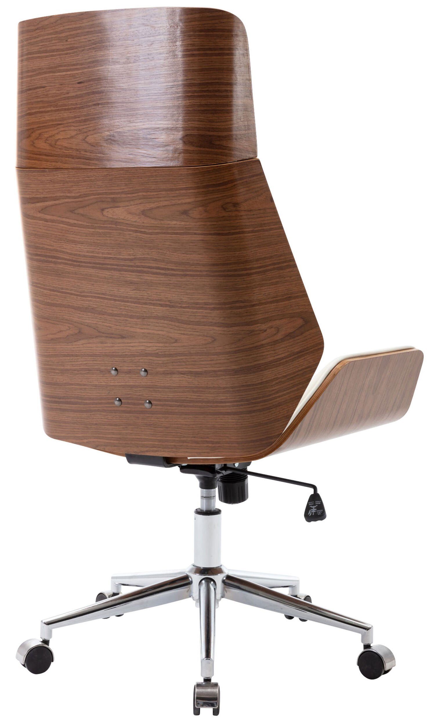 ergonomisch - Kunstleder Sitzfläche: (Schreibtischstuhl, Bredow Chefsessel, Bürostuhl bequemer Metall Rückenlehne Drehstuhl, walnuss/weiß Gamingstuhl), chrom geformter Gestell: TPFLiving mit