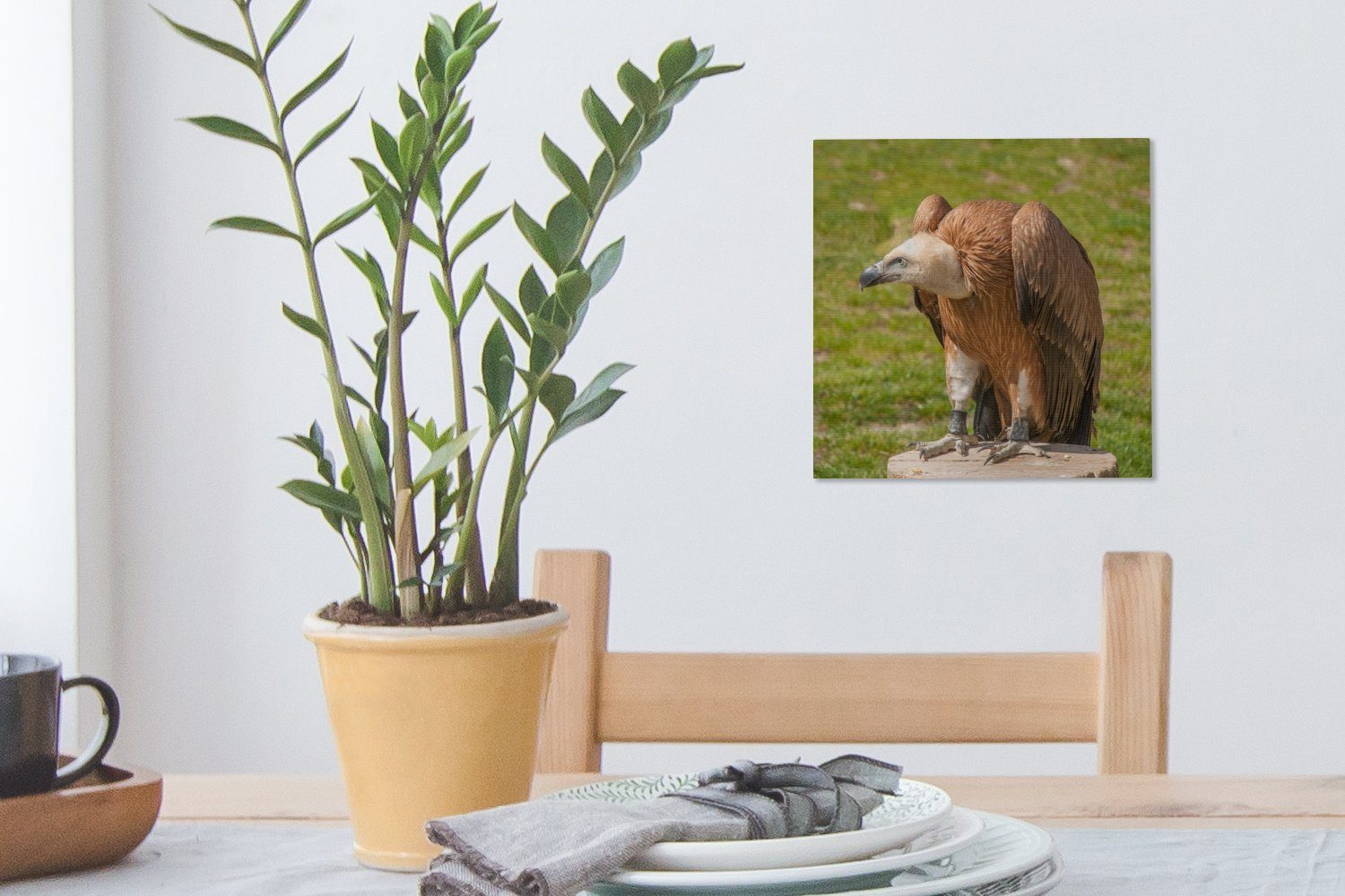auf Bilder für einem Wohnzimmer Leinwandbild OneMillionCanvasses® (1 St), Leinwand Baumstumpf, Kahlkopfgeier Schlafzimmer