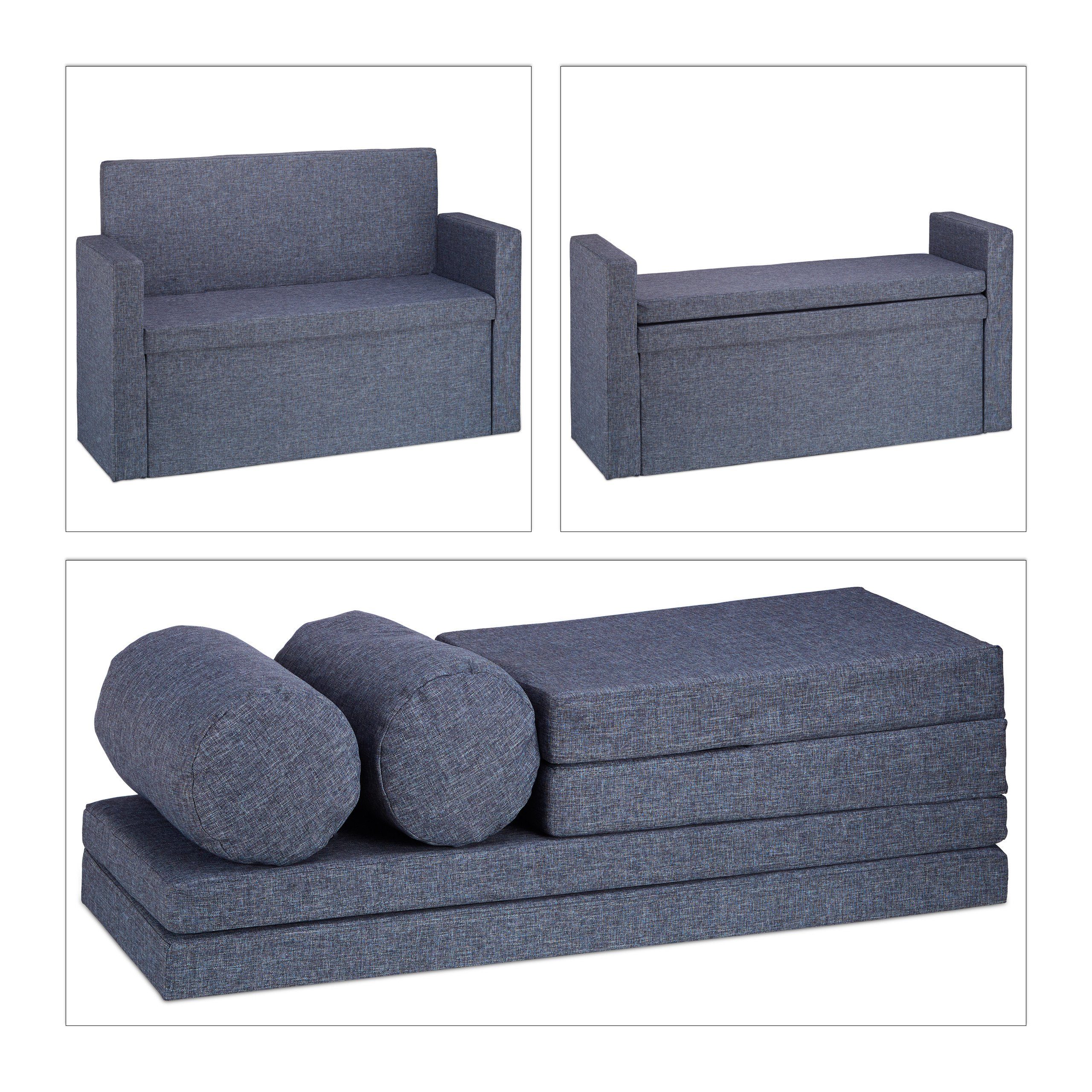 relaxdays Sitzbank Lehne mit Kissen (1-St), Dunkelgrau – Bild 5 von 5