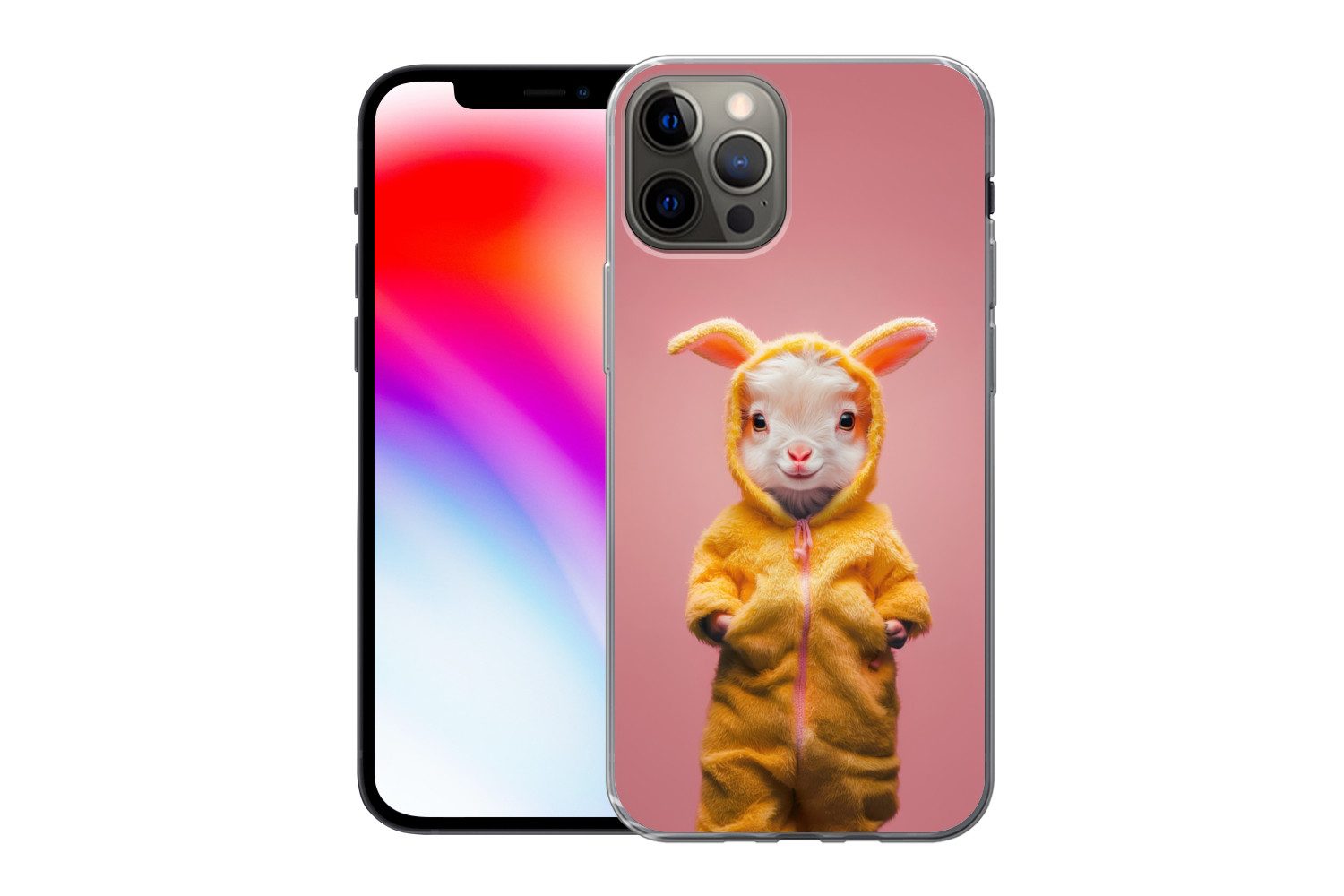 MuchoWow Handyhülle für Apple iPhone 13 Pro Kostüm - Ziege - Osterhase, Smartphone-Bumper, Print, Handy Schutzhülle Dünn