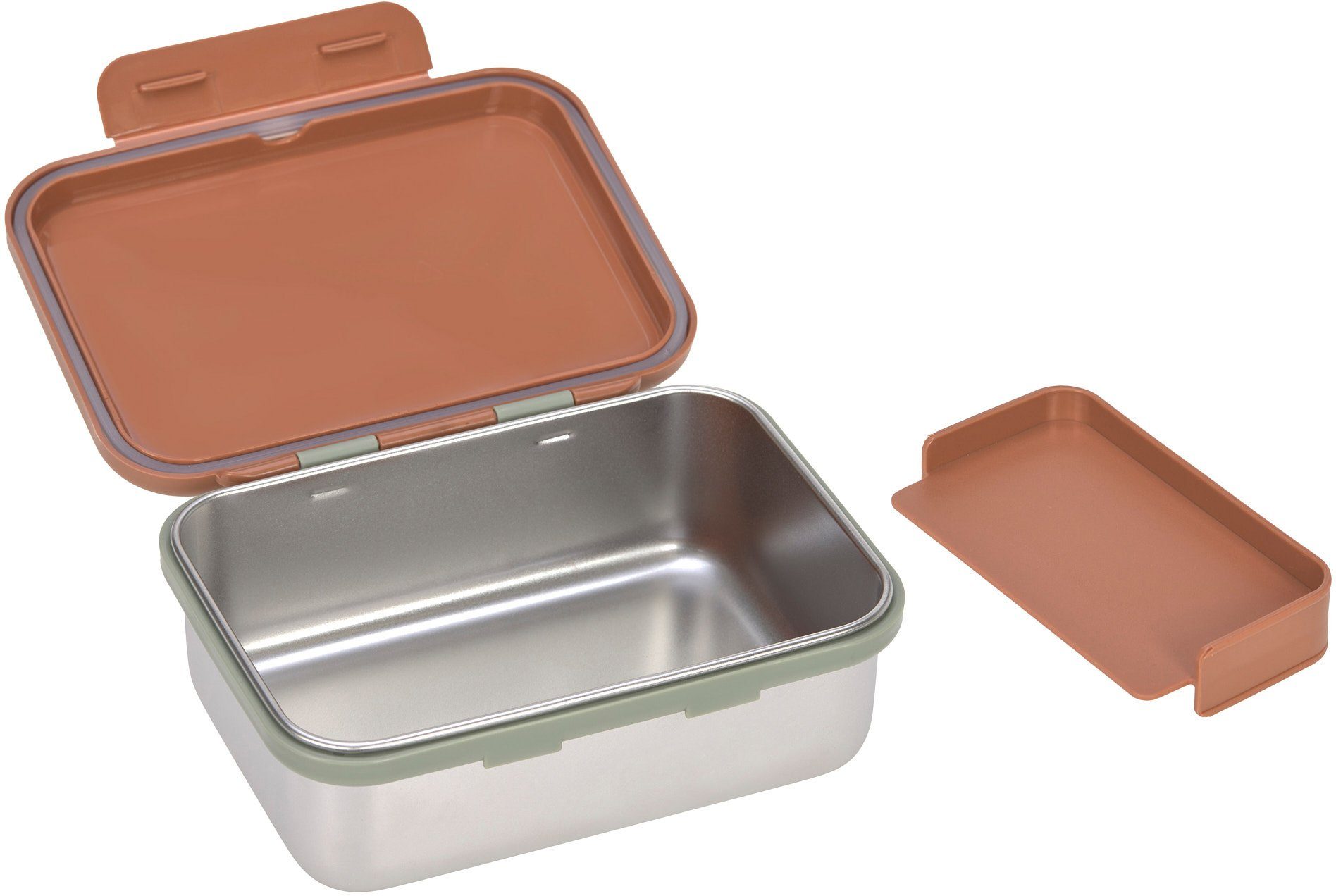 LÄSSIG Lunchbox Happy Prints, Caramel, Edelstahl, Polyprophylen (PP), Silikon, (1-tlg)