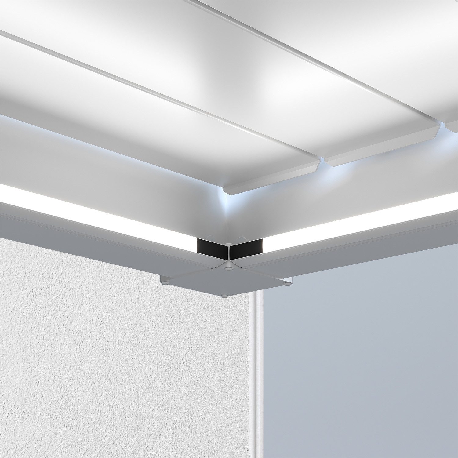 Weide Pergola LED Beleuchtung Kit für Wand-Pergola Außenbereich Weiß, BxTxH: 300x360x1 cm, (Hochwertigstes Aluminium & verzinkte Stahl-Lamellen, Komplettset)