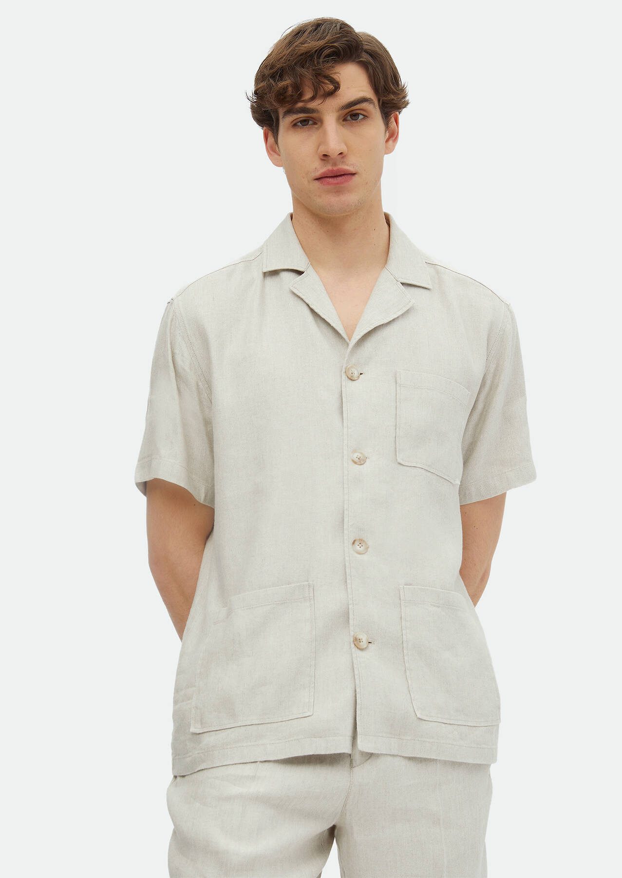 Langarmhemd Beige Hemdjacke