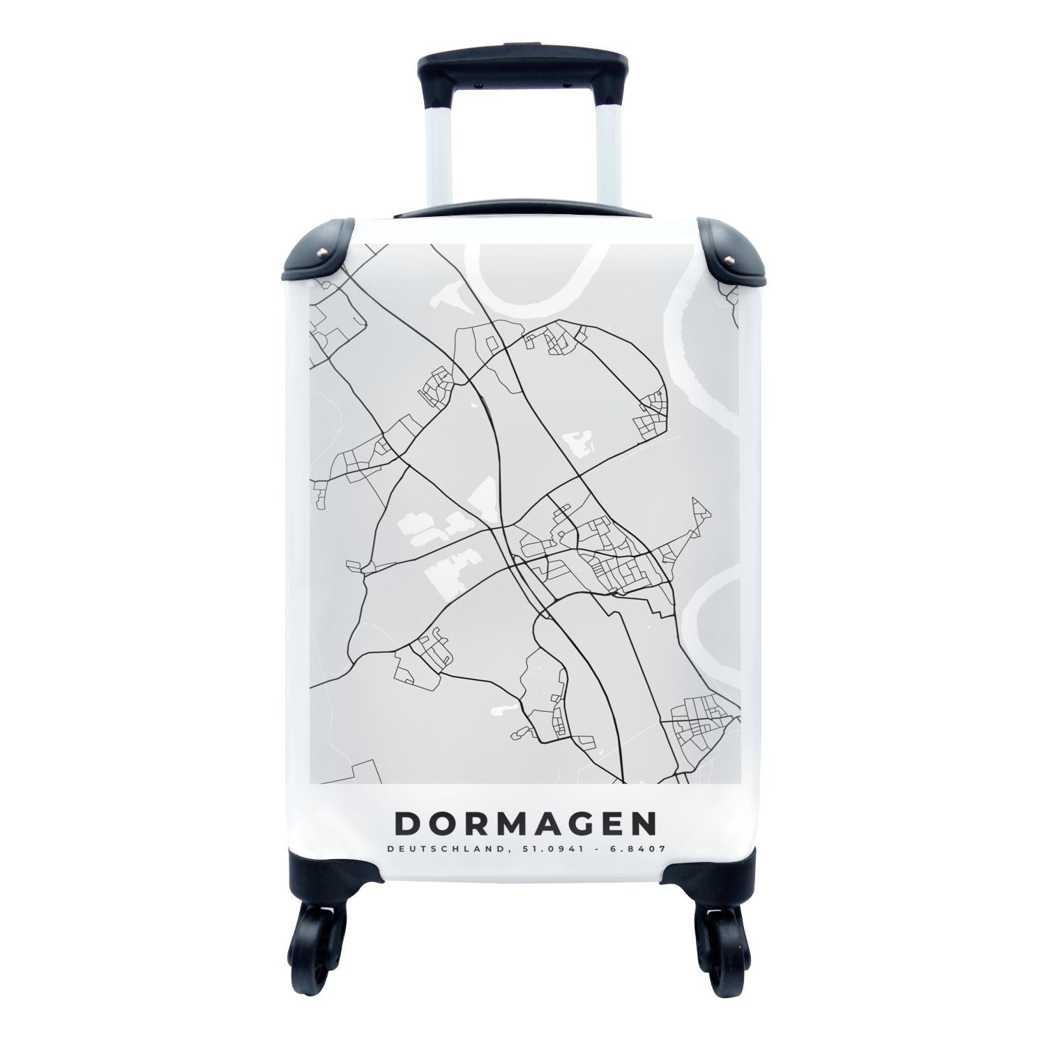 Rollen, Stadtplan, Handgepäck Reisetasche MuchoWow Handgepäckkoffer Reisekoffer Deutschland - - Dormagen Karte für - Ferien, rollen, 4 mit Trolley,