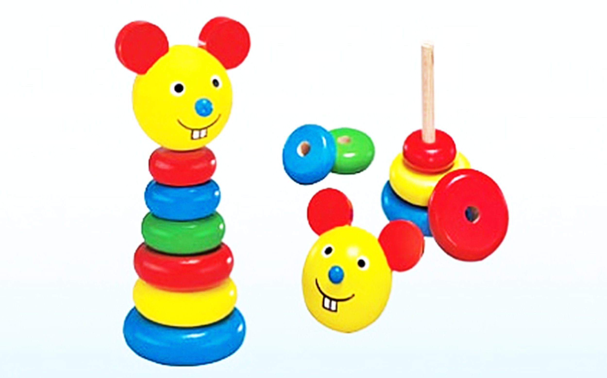 HEROS Steckspielzeug Steckspiel Maus 7-teilig aus Holz  Geschicklichkeitsspiel, Holzspielzeug Kinder Spiel