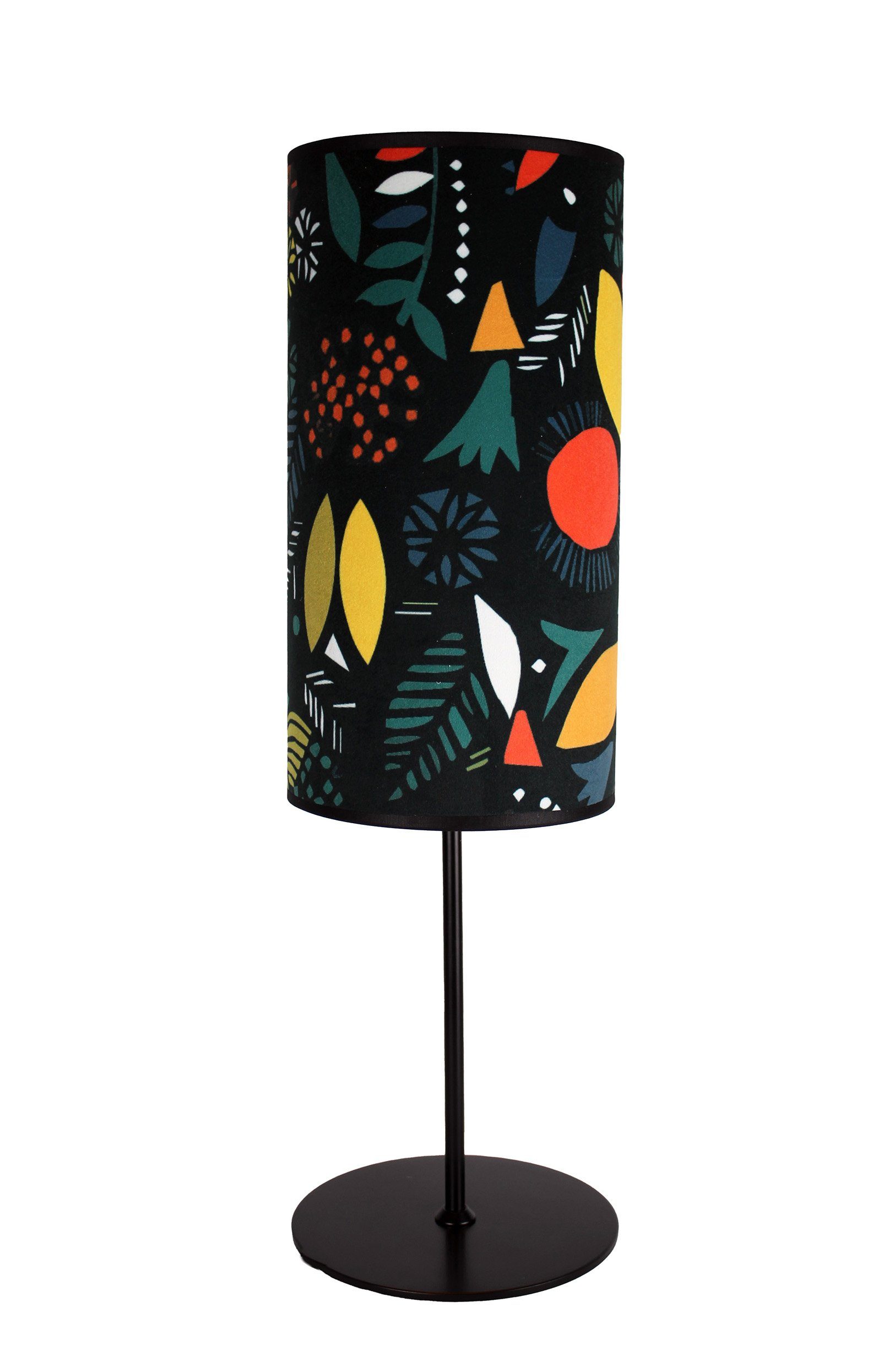 Signature Home Collection Nachttischlampe Nachttischlampe schwarz Lampenschirm bunt Samt Blumenmuster, ohne Leuchtmittel, warmweiß, Kinderzimmerlampe