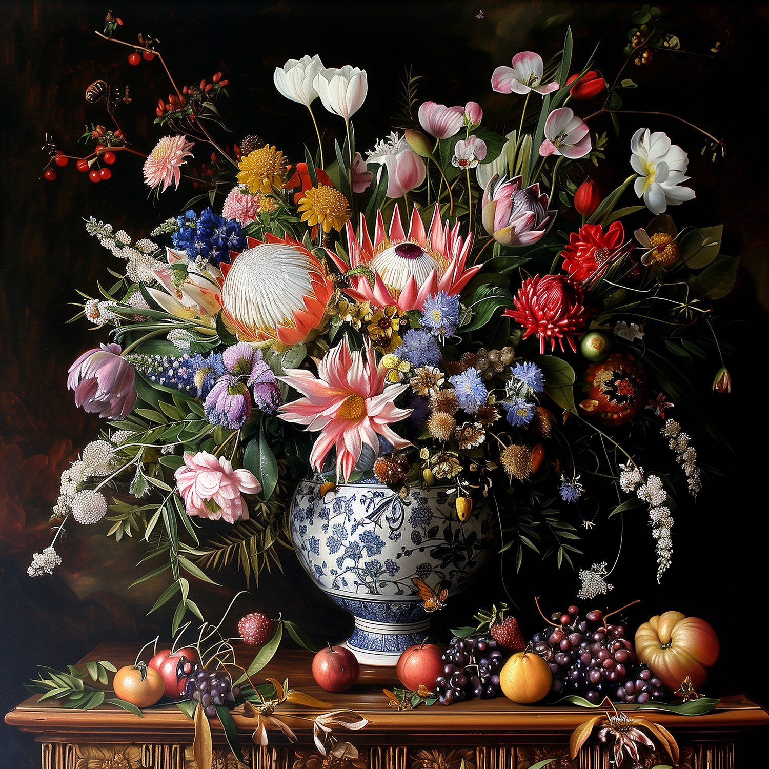 queence Leinwandbild Bunter Blumenstraß, Blumen, Blumenbilder, Gemälde, Kunst, Pflanzen, Pflanzenbilder, Romantisch, Stillleben, Vasen, Vasen & Töpfe (1 St), Premium-Leinwandstoff, Handarbeit aus Deutschland