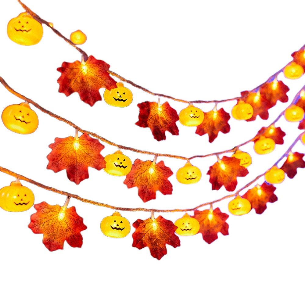 Coonoor LED-Lichterkette 3M 20LED Halloween Deko Herbst Ahornblatt Girlande Lichterkette, für Halloween Theme Erntedankfest Weihnachtsfeiern