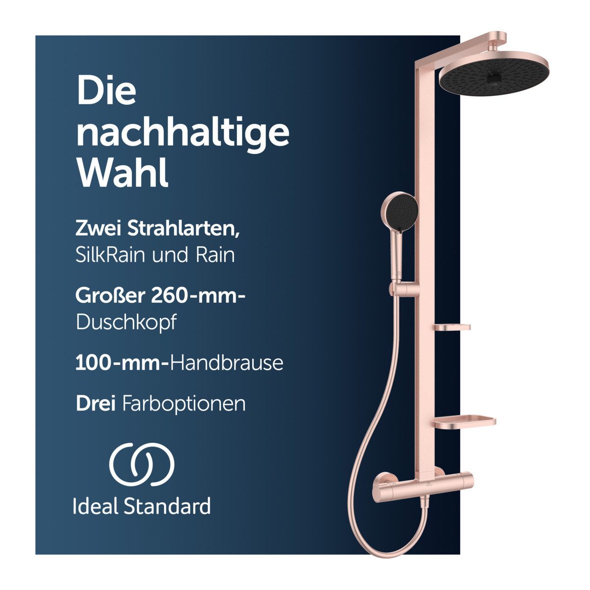 Ideal Standard Duschsystem Ceratherm Alu+, Höhe 111.30 cm, Multifunktionsbrause, mit Thermostatkartusche, Wasser- und