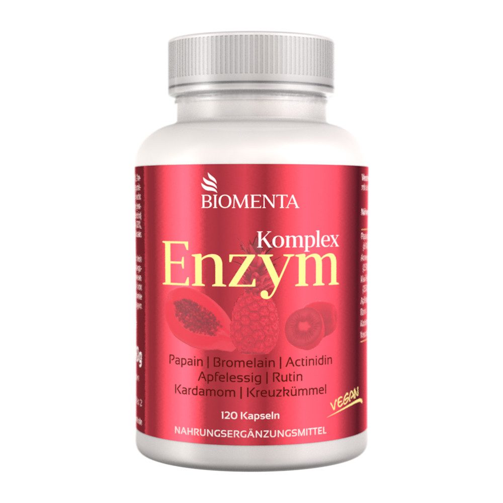 BIOMENTA Multi Enzym Komplex - 120 Premium Enzymkapseln (Bromelain, Papain uvm) Kapseln, 90 g