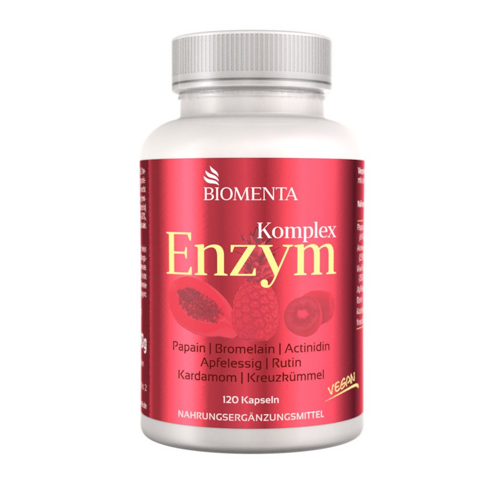 BIOMENTA Multi Enzym Komplex - 120 Premium Enzymkapseln (Bromelain, Papain uvm) Kapseln, 90 g