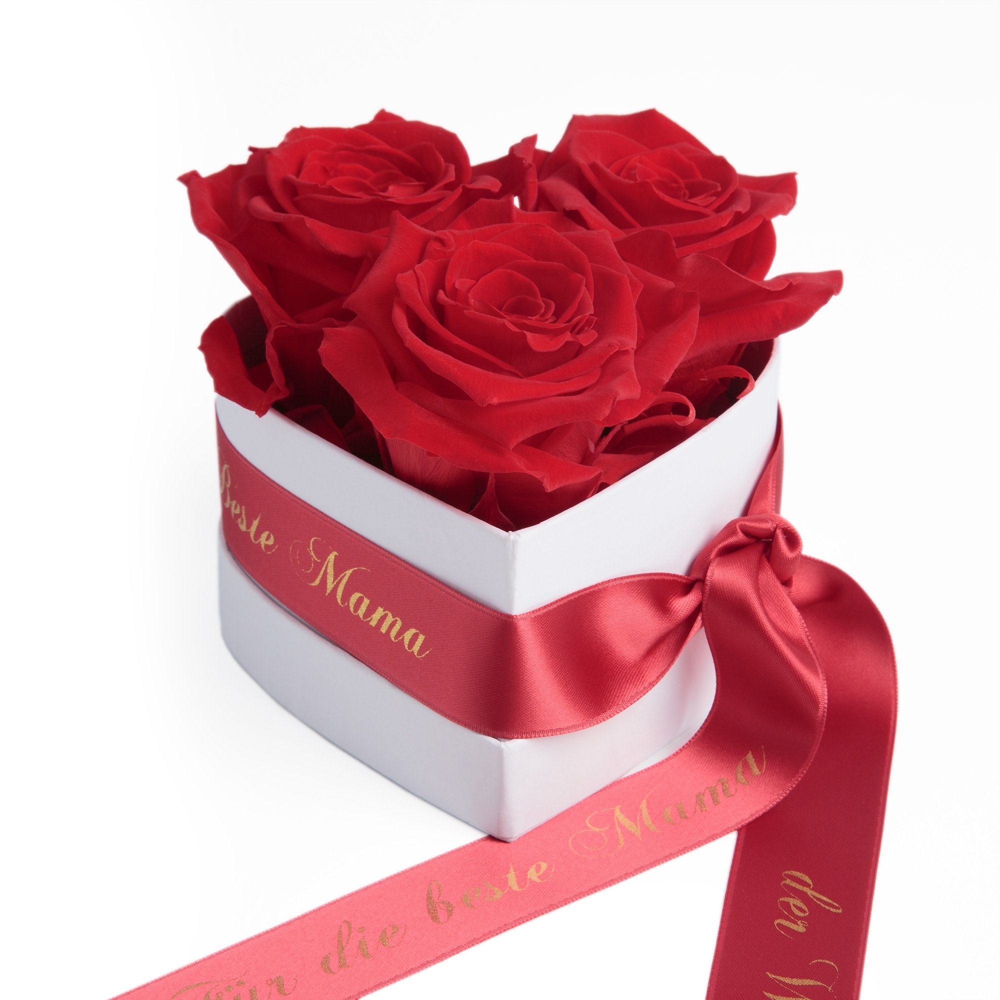 Rosen Rose, 3 Heidelberg, haltbar Beste 10 Welt SCHULZ für Herz die Mama Infinity der 3 Rot cm, ROSEMARIE Geschenk Kunstblume Rosenbox Jahre Höhe echte Blumen